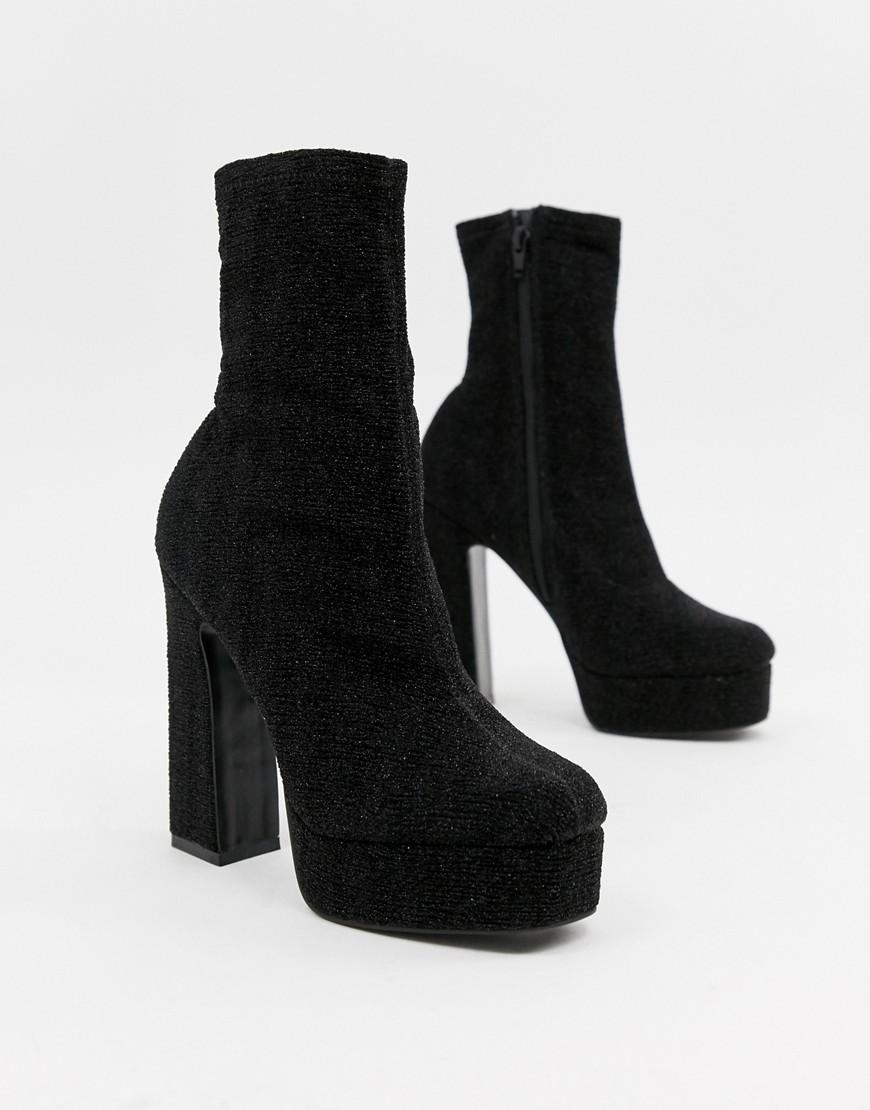 Botas tipo calcetín con plataforma expuesta ASOS de Denim de color Negro |  Lyst