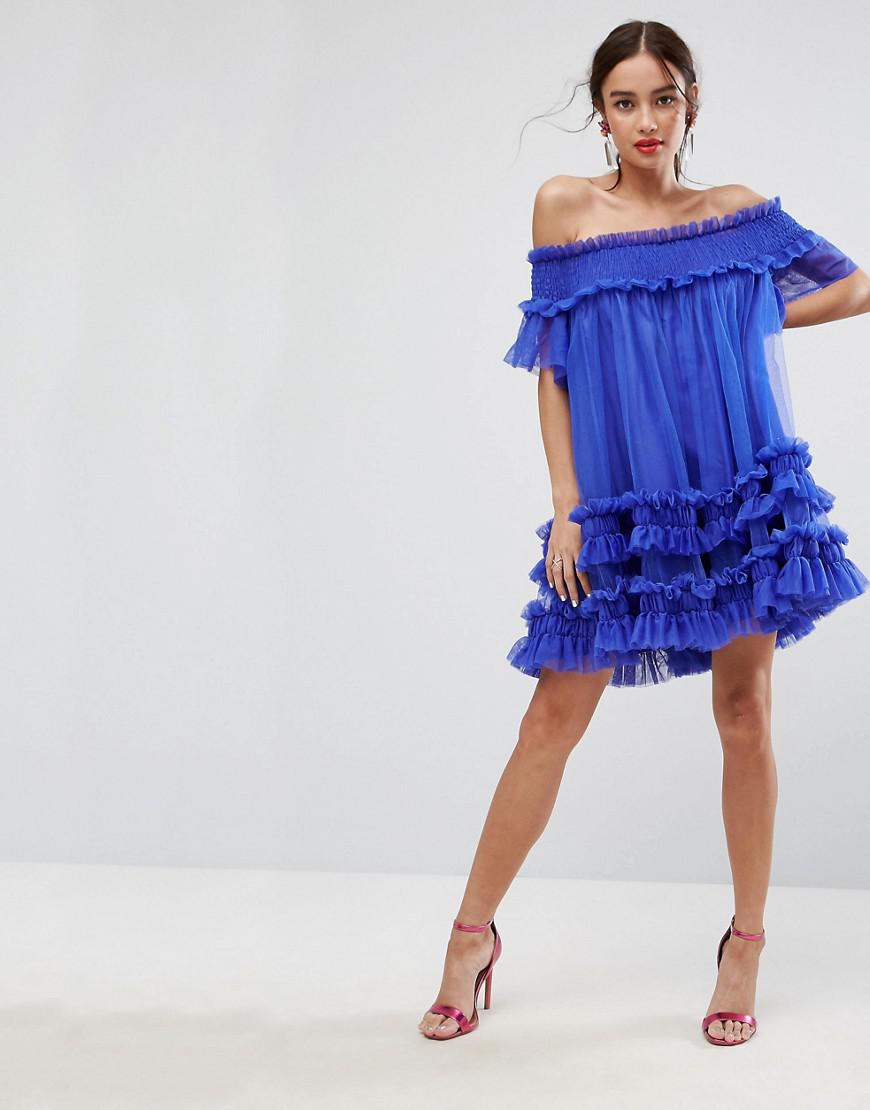 bardot tulle dress