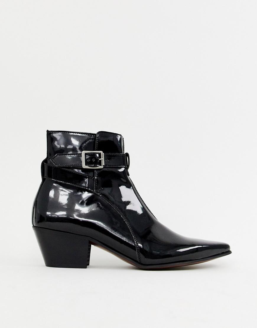 asos black patent boots