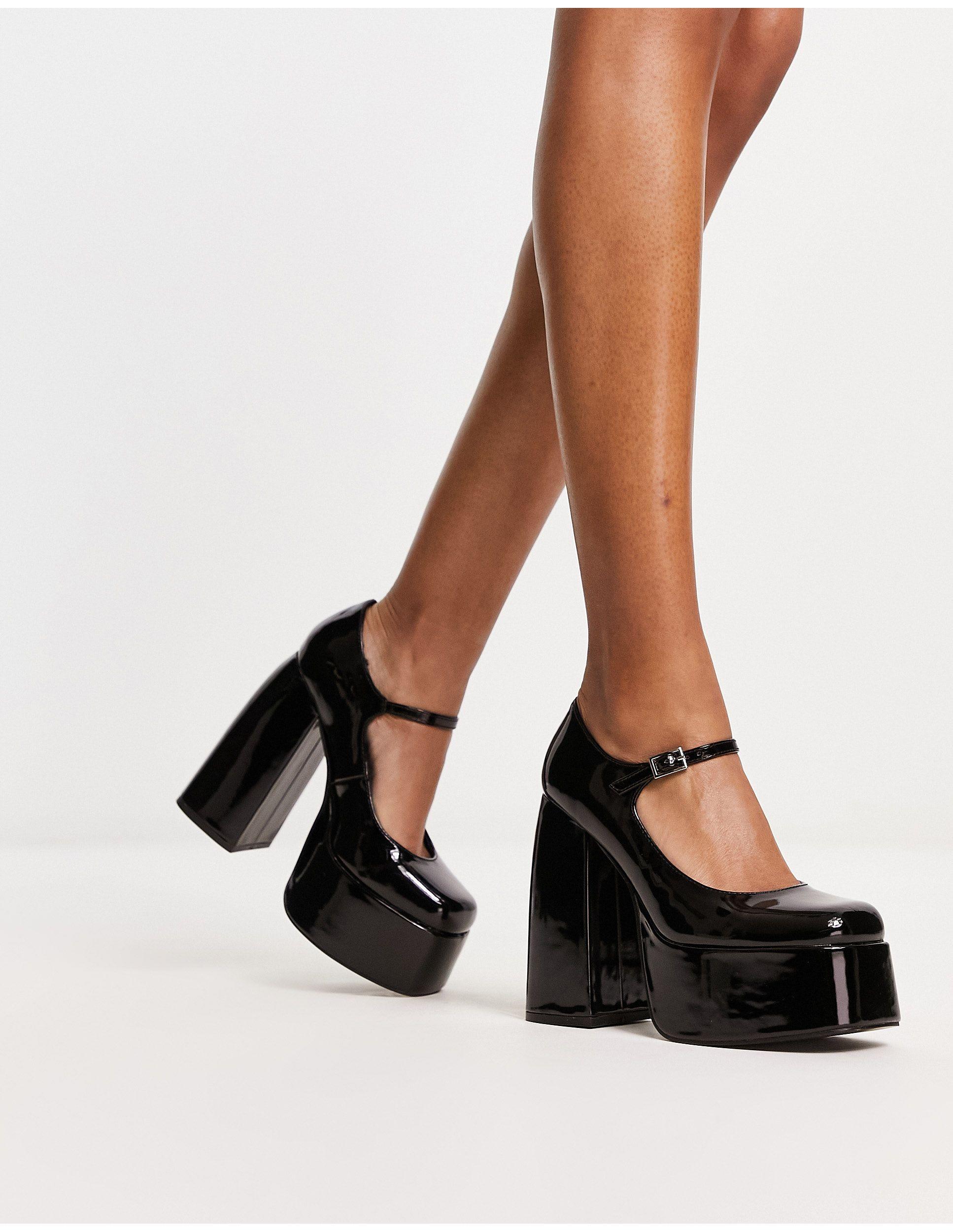 Koi Footwear Koi Mary Jane Platform Heeled Shoes in Black | Lyst