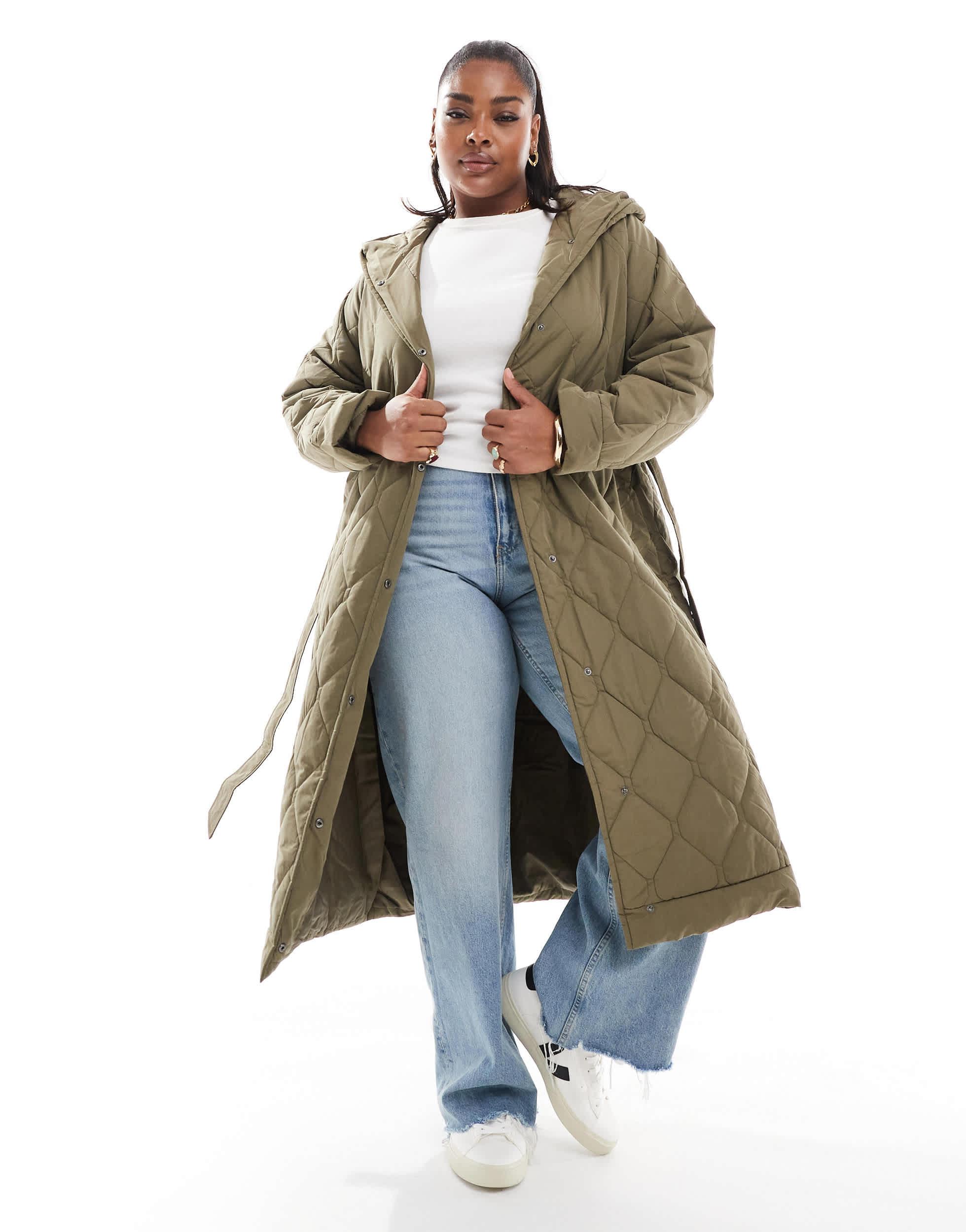 Manteau matelasse long avec ceinture a nouer olive Vero Moda en coloris Vert Lyst