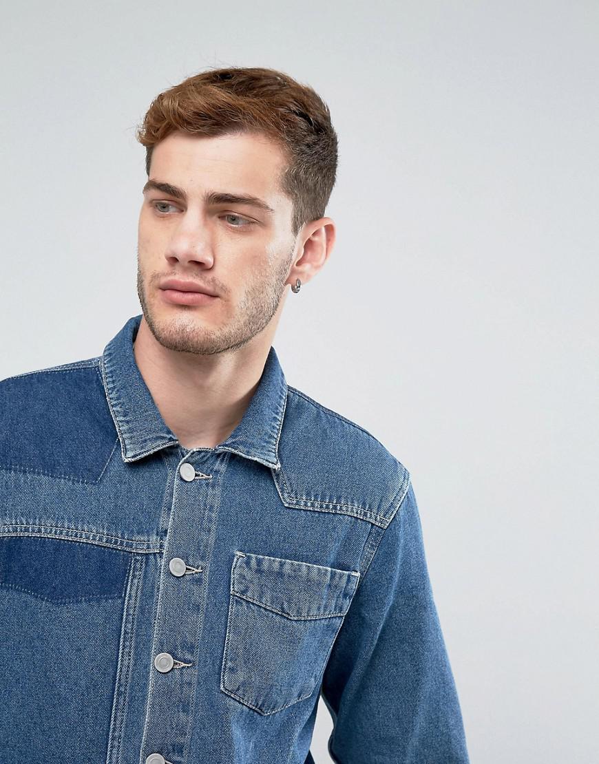 ASOS Denim Boiler Suit In Vintage Mid Wash With Shadow Patching And Hem  Detail in Blue for Men | Lyst