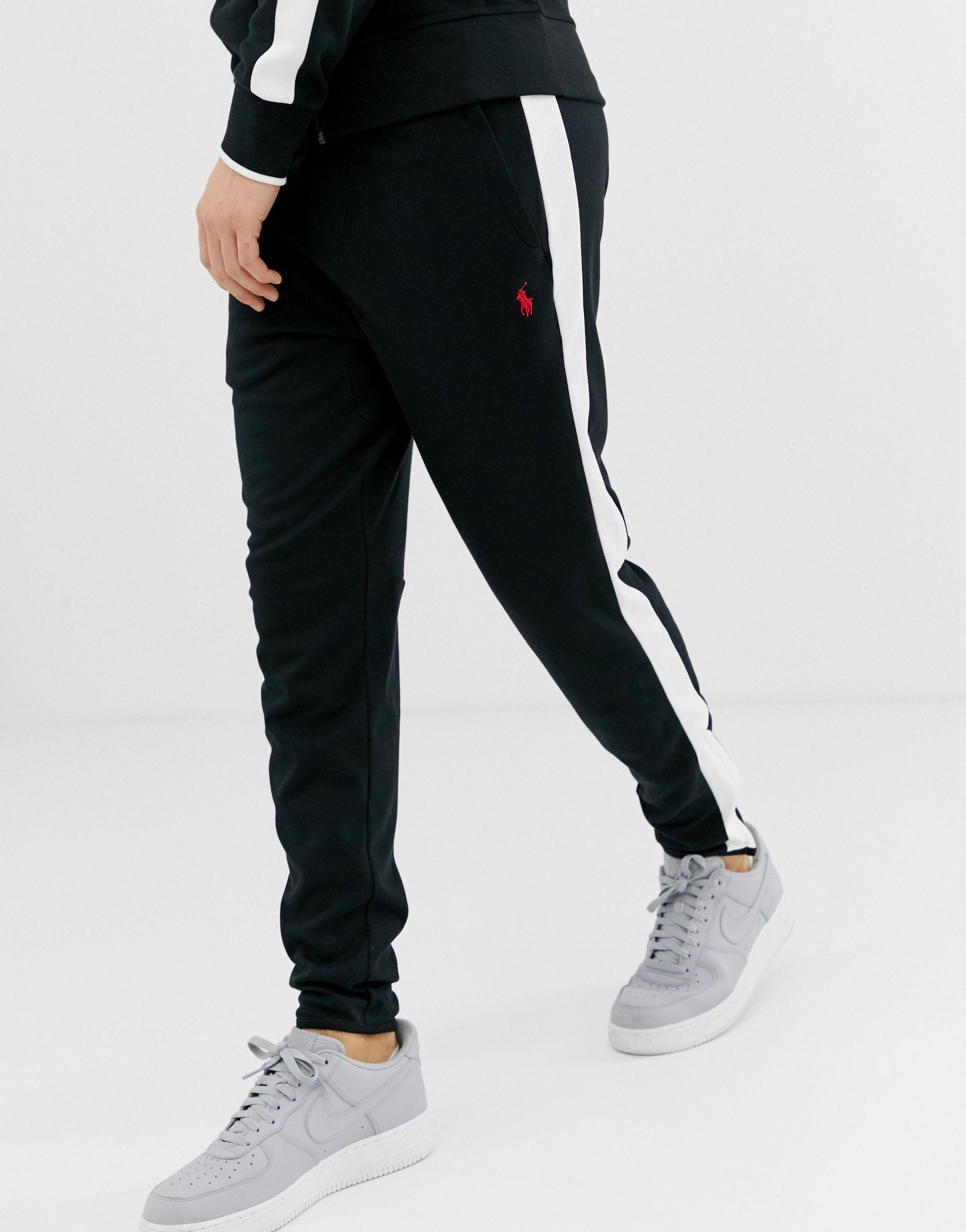 Pantaloni sportivi slim neri con zip sul fondo e fettuccia lateralePolo Ralph  Lauren in Cotone da Uomo colore Nero | Lyst