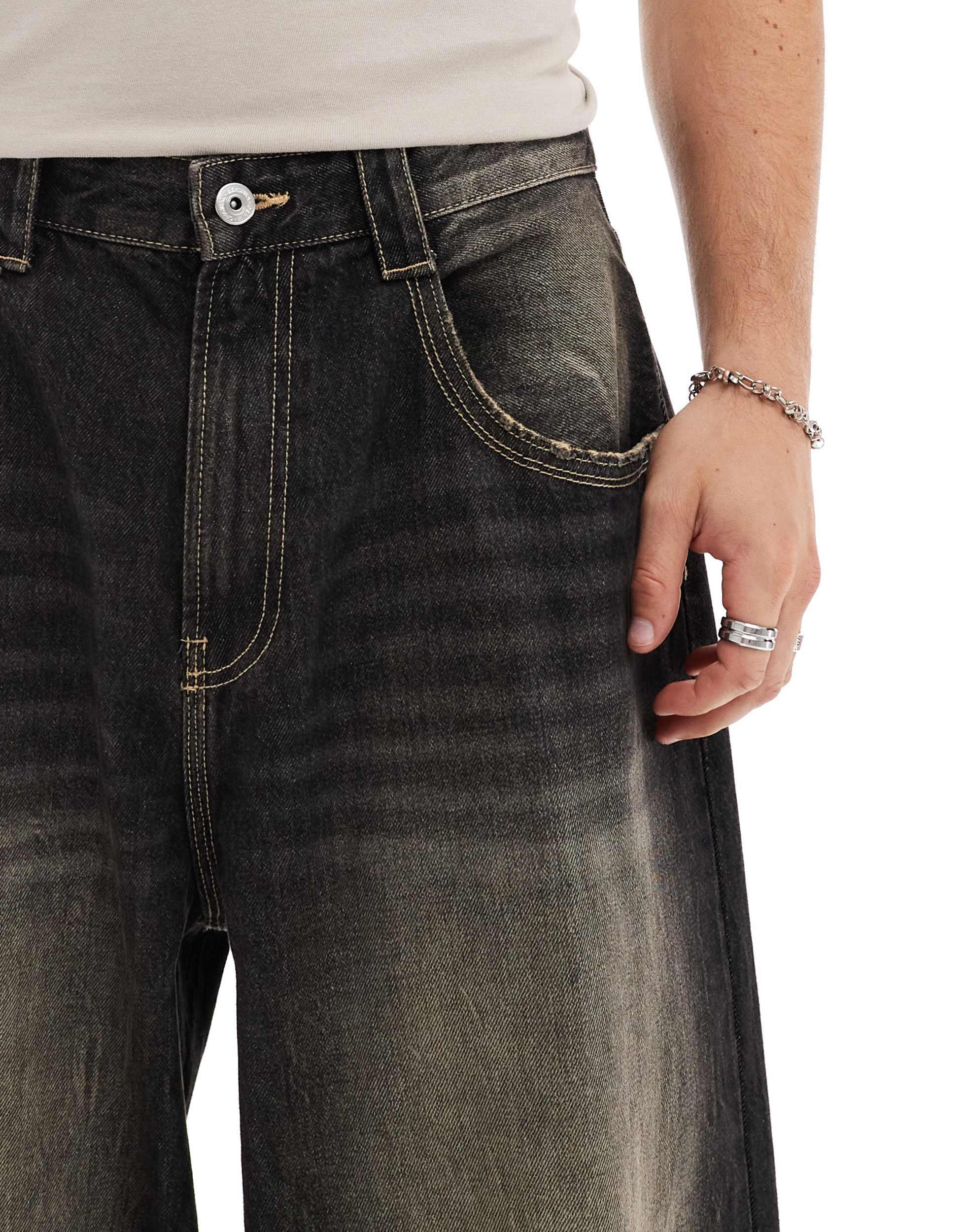 Bershka Mega Baggy Fit Jeans in Black for Men Lyst