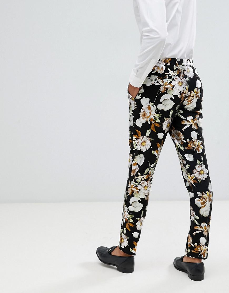 Articulation Vært for Highland ASOS Wedding Skinny Suit Trousers In Black Foil Floral Print for Men | Lyst
