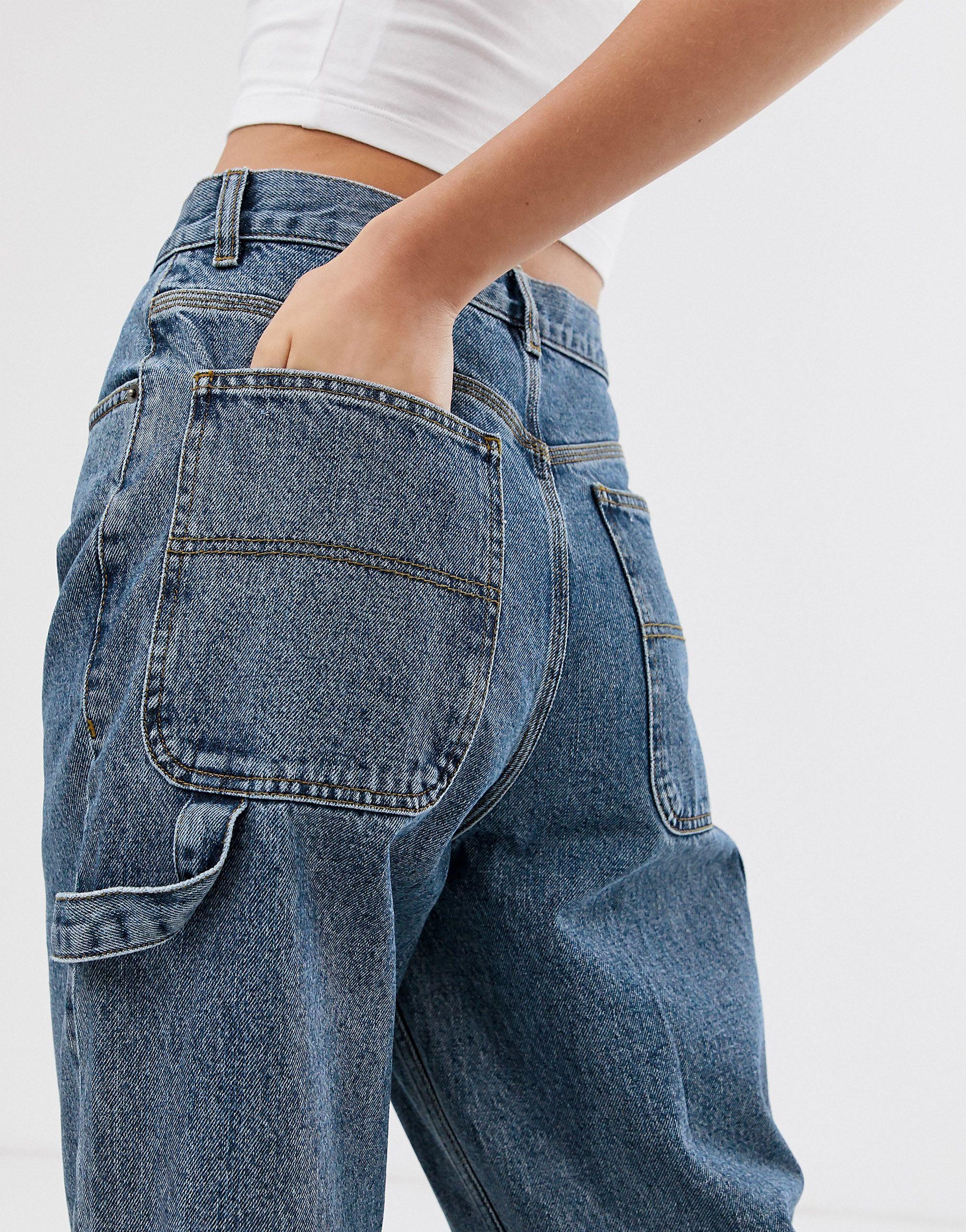 ASOS Oversized Carpenter Boyfriend Jeans in Blue | Lyst