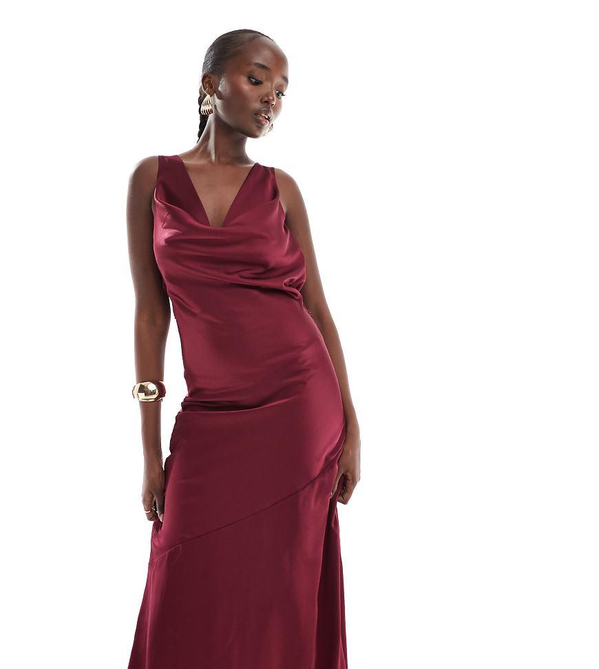Knee Length Middies Dress Long Sleeve Velvet Midi Dress Bright Red Velvet  Dress TFNC London Satin Cowl Back Maxi Dress