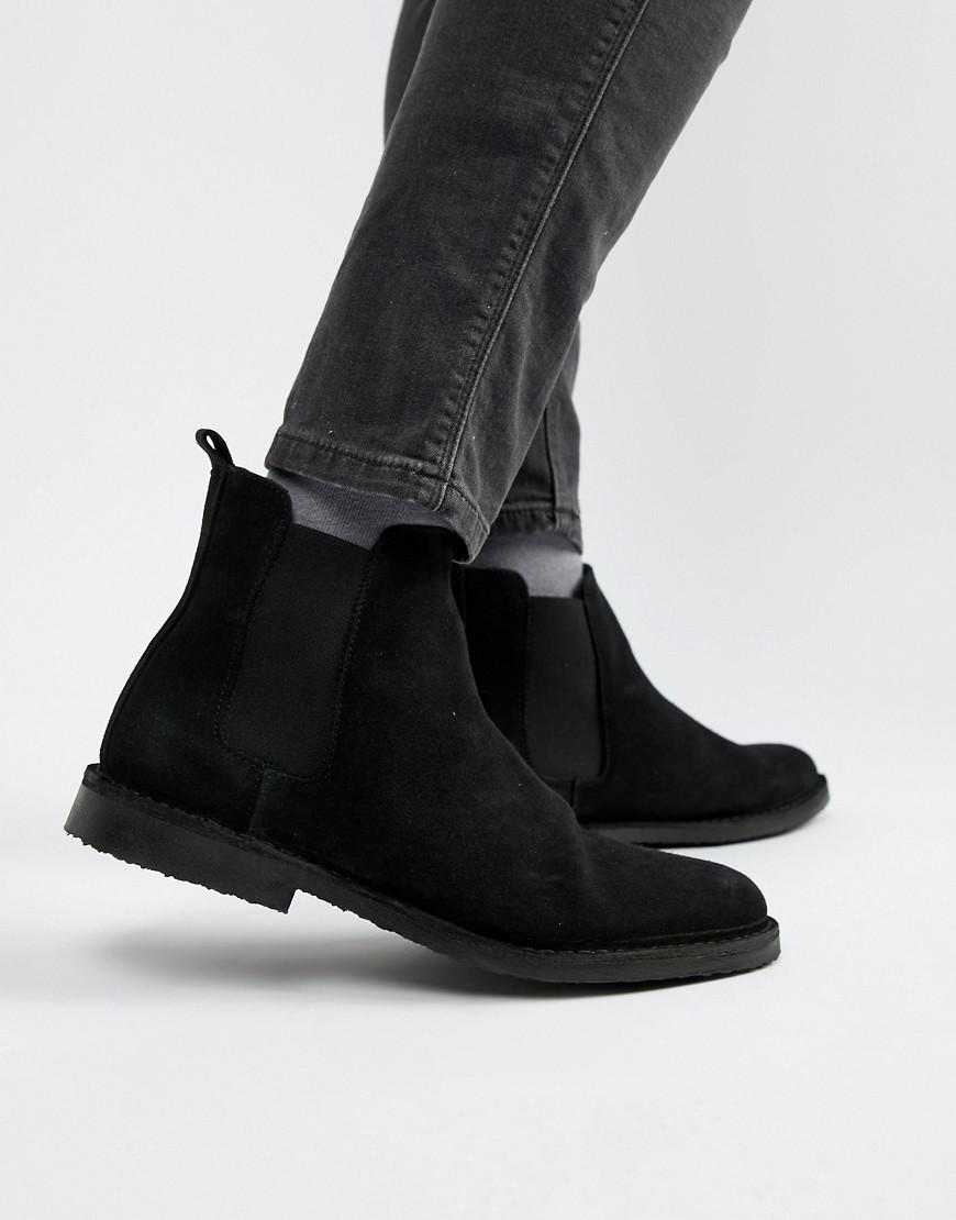black suede chelsea boots