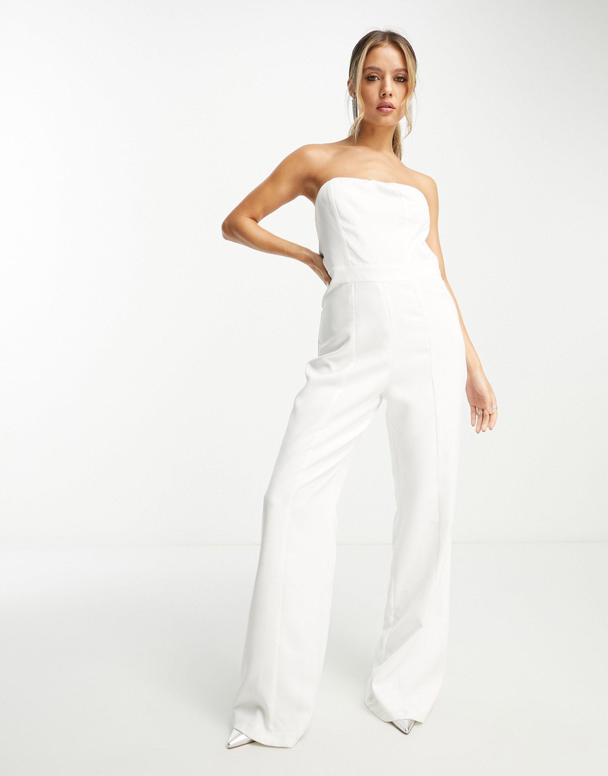 White bandeau sales jumpsuit