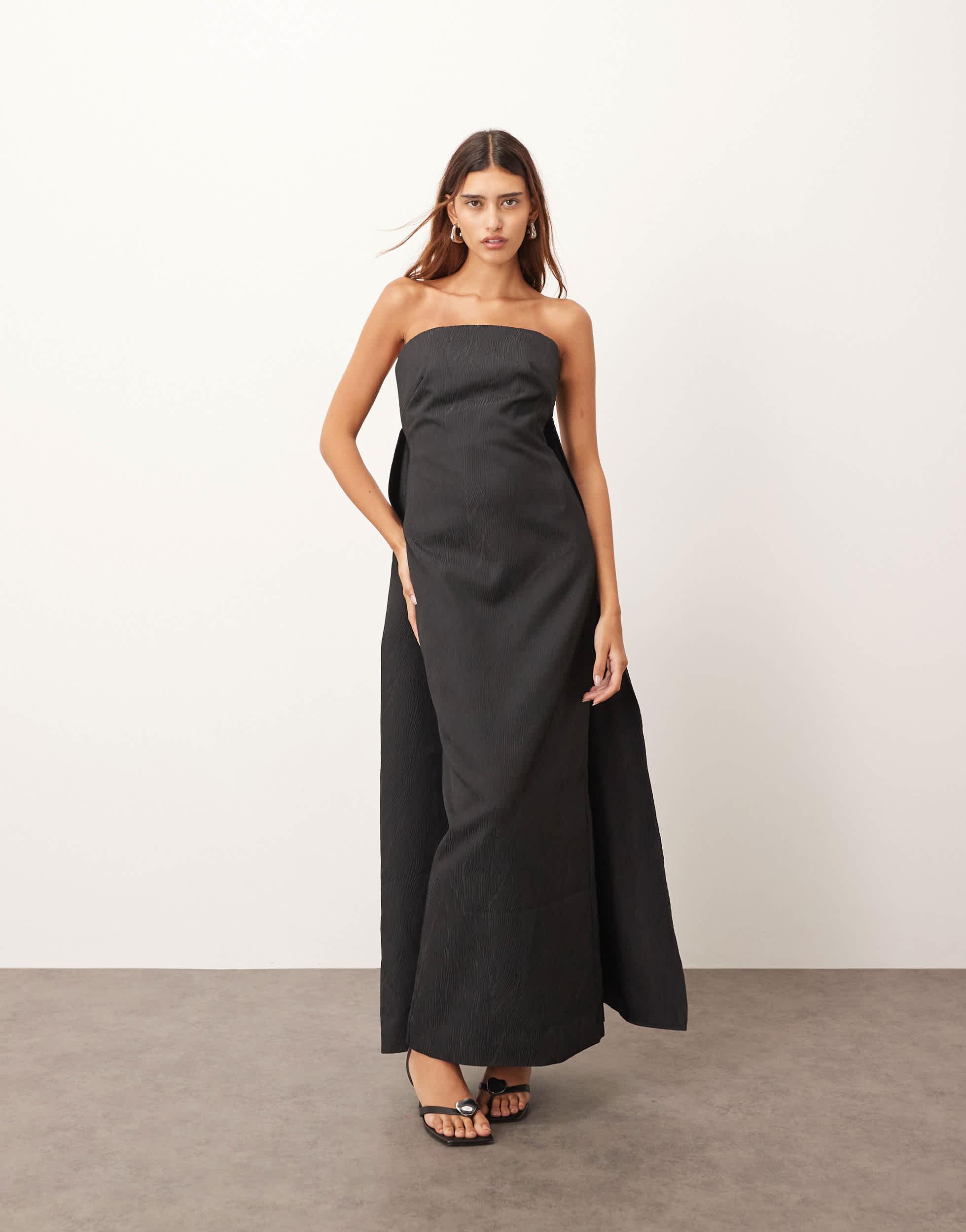 ARRANGE Bandeau Structured Maxi Dress With Back Cut Out in Black | Lyst