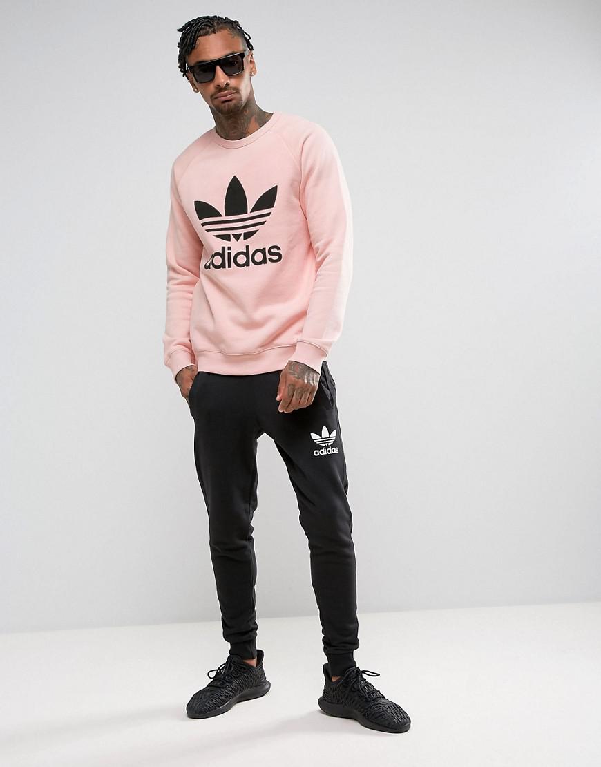 adidas Originals Cotton Trefoil Crew Neck Sweatshirt In Pink Bs2196 for Men  - Lyst