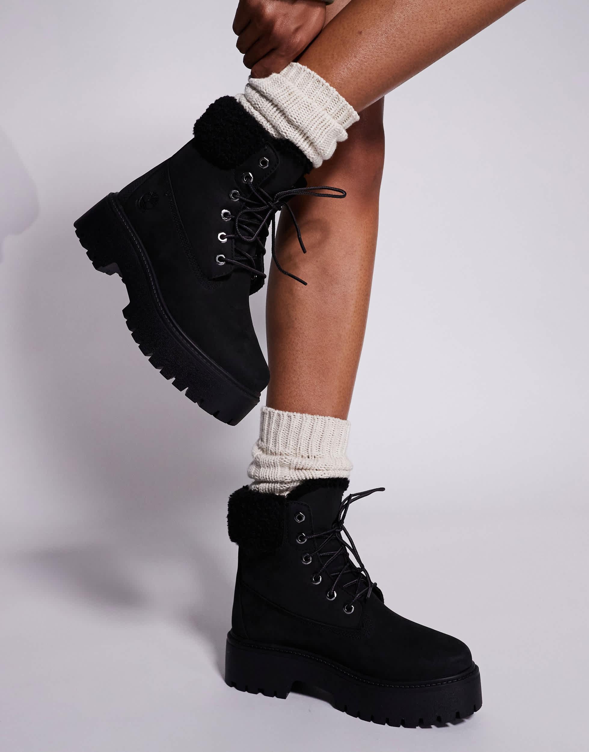 Timberland Stone Street Mid Warm Lined Waterproof Boots in Black