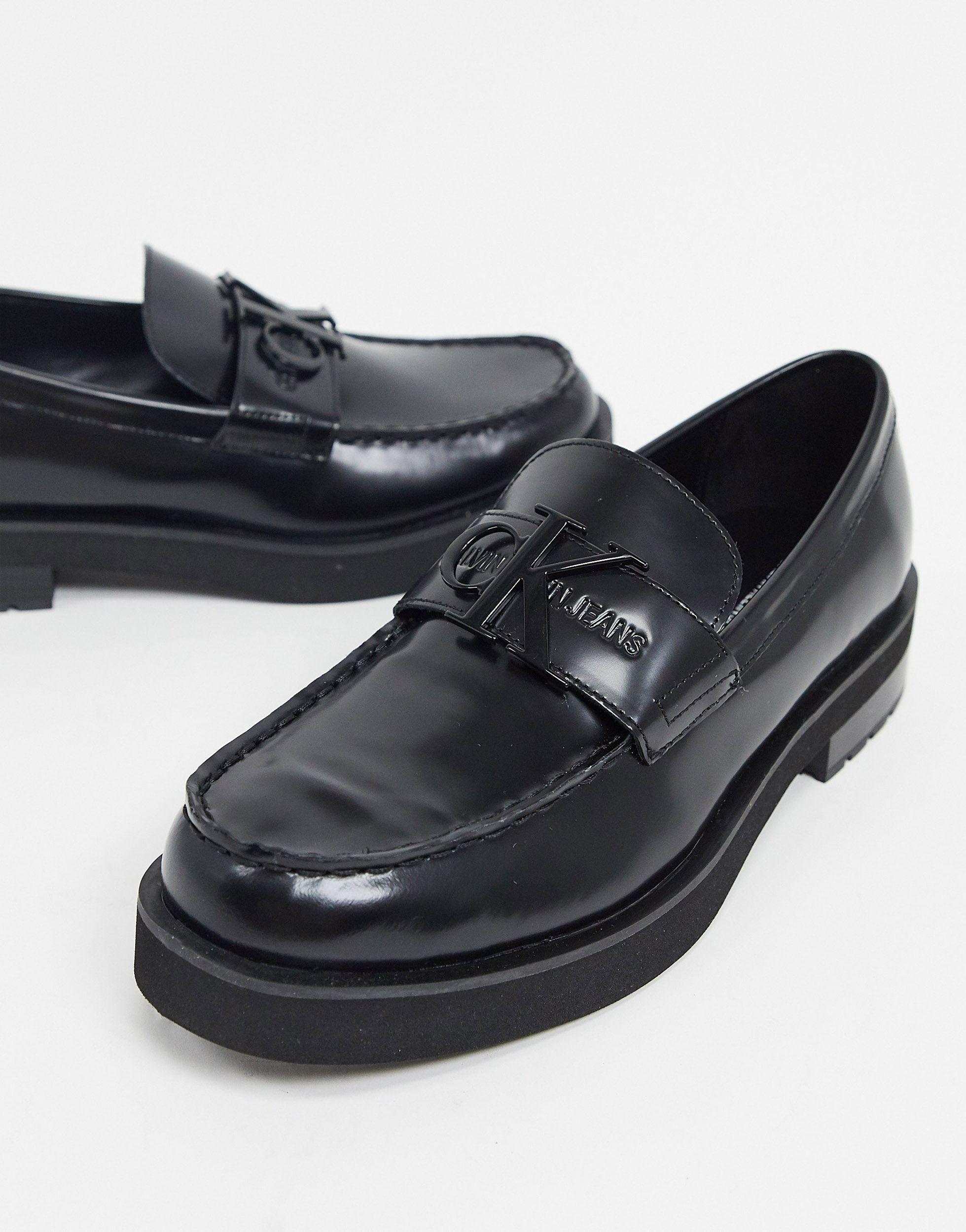Calvin Klein Leather Novic Chunky Loafers in Black for Men - Lyst