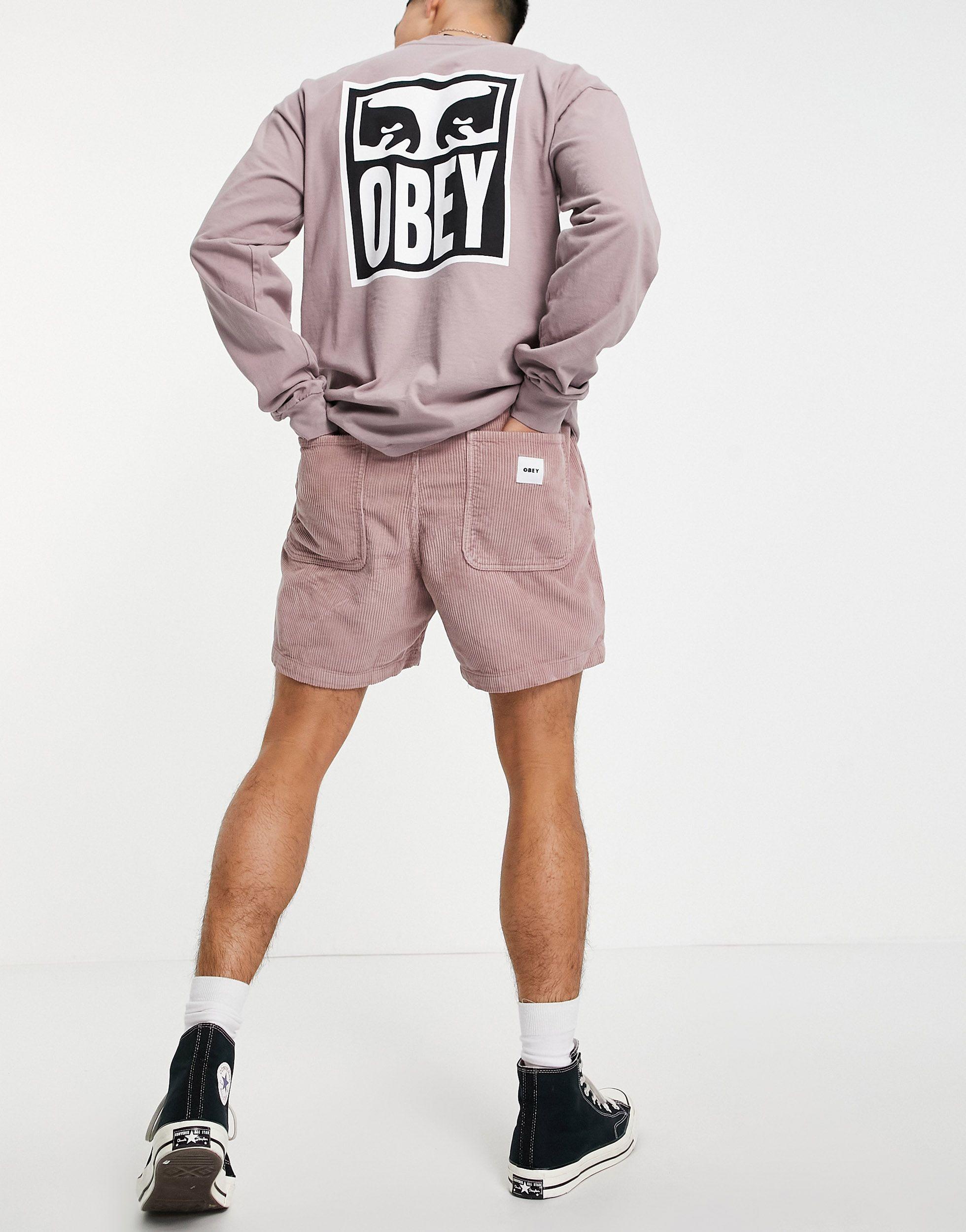 Obey Cord Shorts in Pink for Men | Lyst 