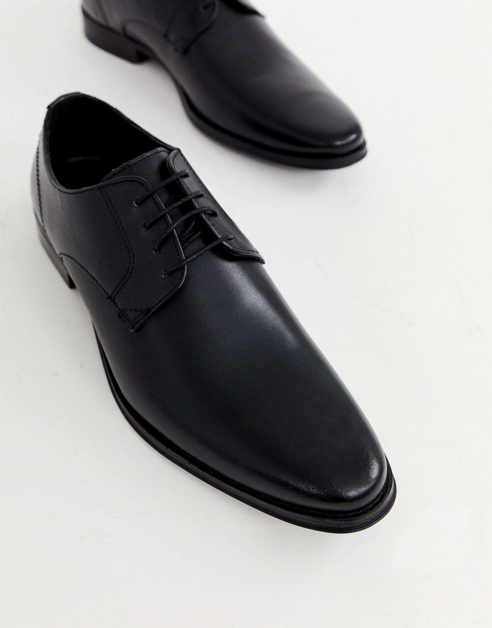 ASOS Leather Derby Shoes in Black for Men - Lyst