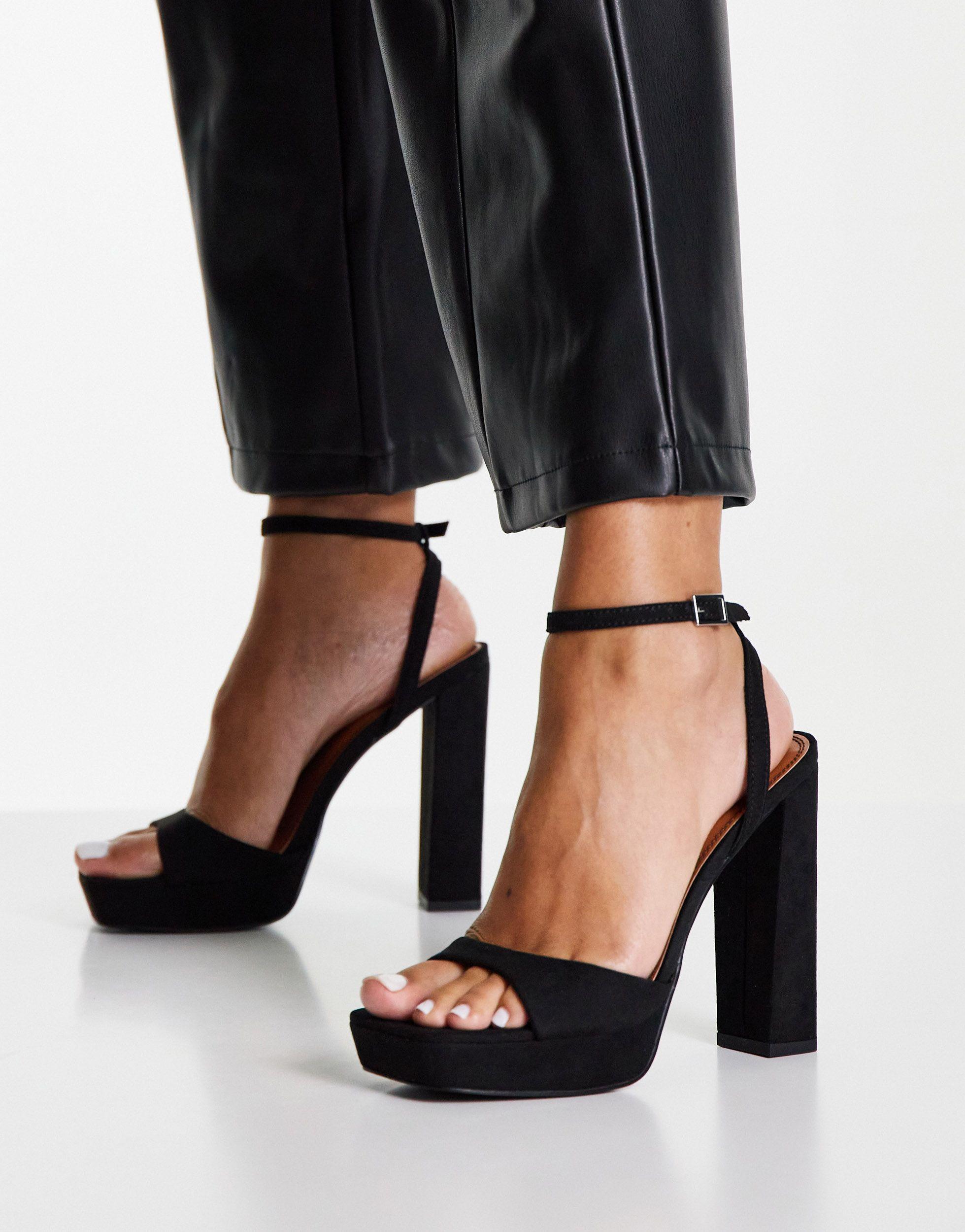 ASOS DESIGN Nutshell platform barely there heeled sandals in magenta | ASOS  | Sandalias tacon, Tacones de moda, Color magenta