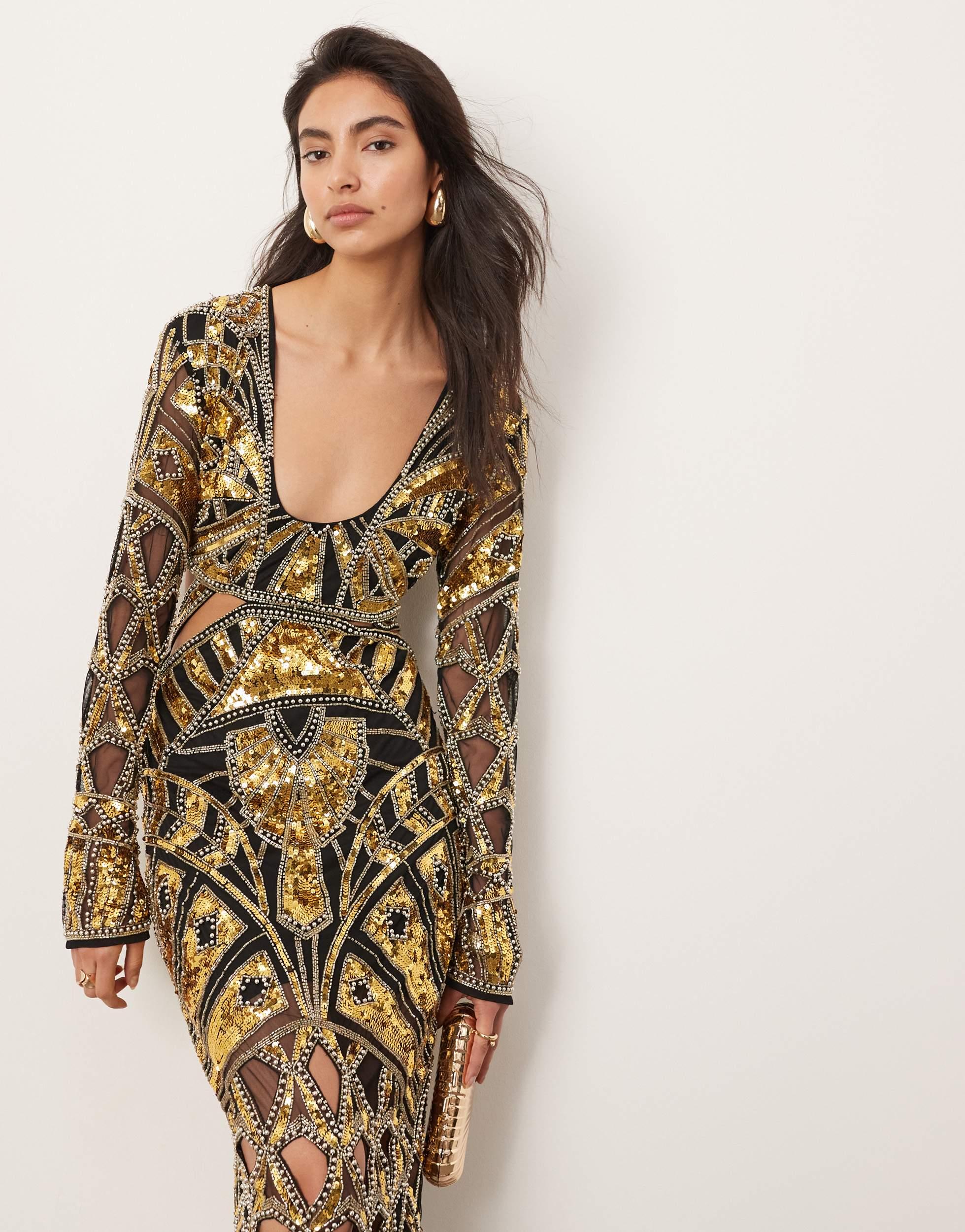Robe Longue Robe Sequin Asos ASOS EDITION Robe Mi-longue Ornée De - Main Image