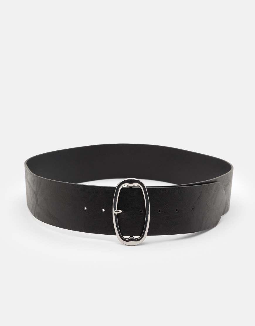 Pull&Bear Wide Leather Effect Belt in Black Lyst UK