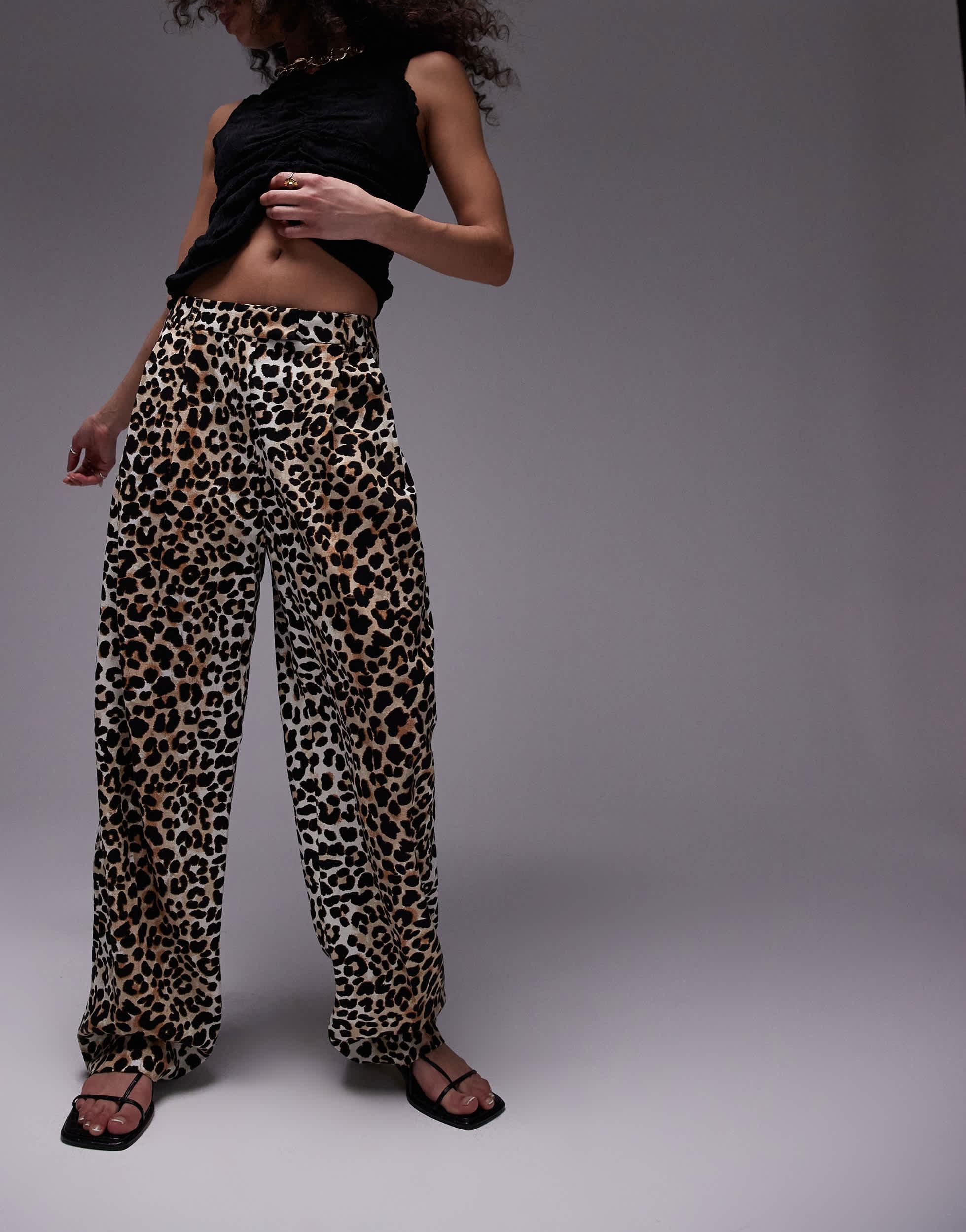 Flared Pants Leopard Print Trousers Asos Asos Design Leopard Print