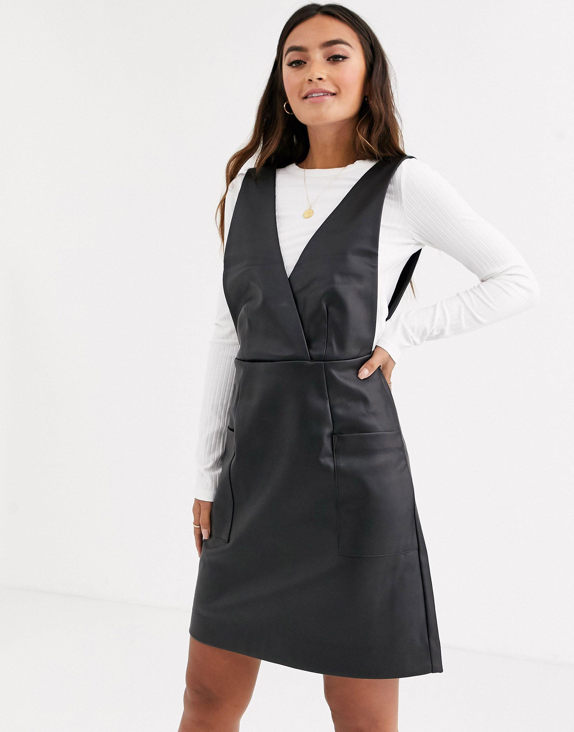 leather pinny dress