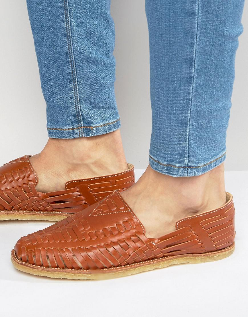 toms cognac leather huarache sandal