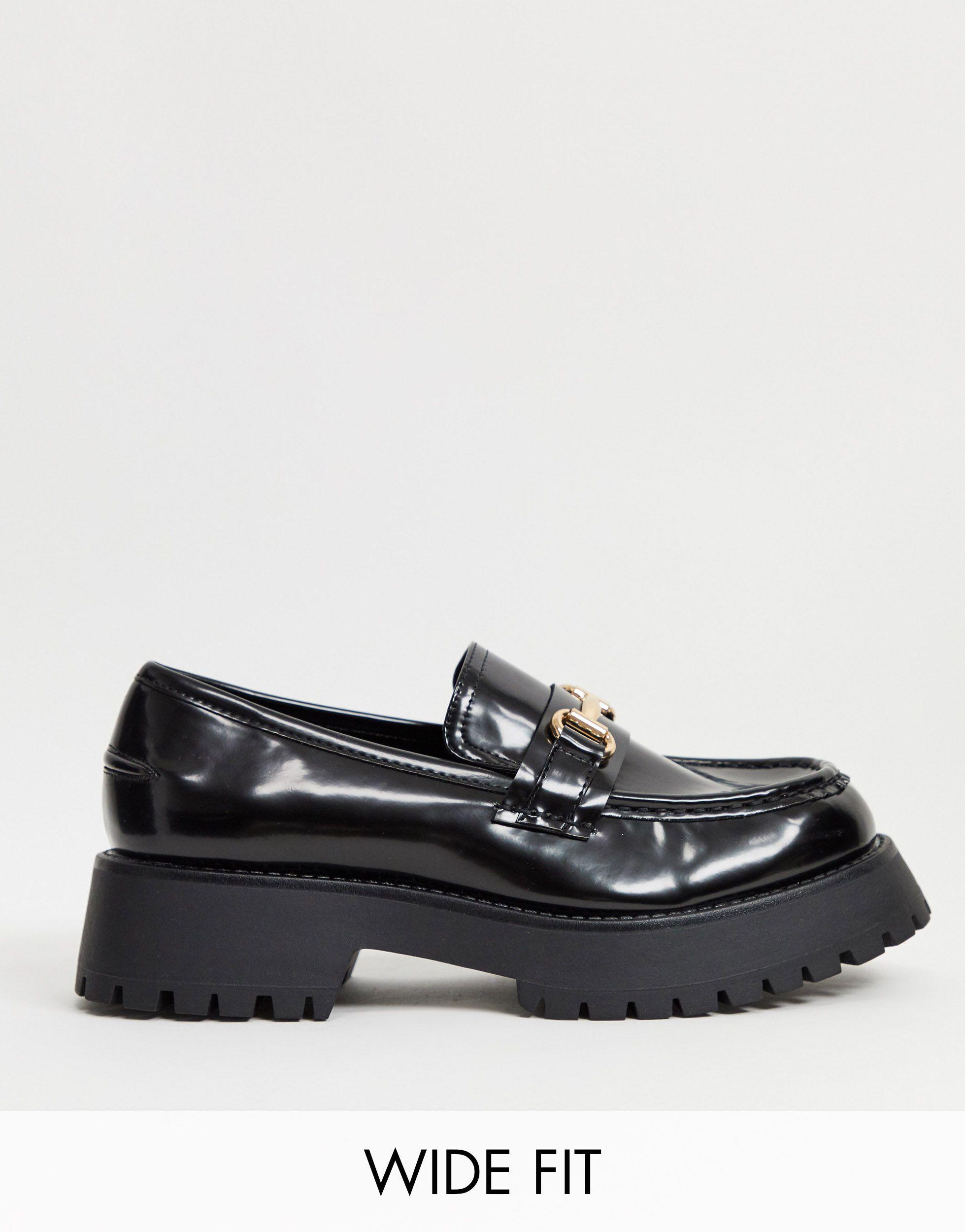 ASOS Wide Fit Monster Chunky Loafers in Black | Lyst
