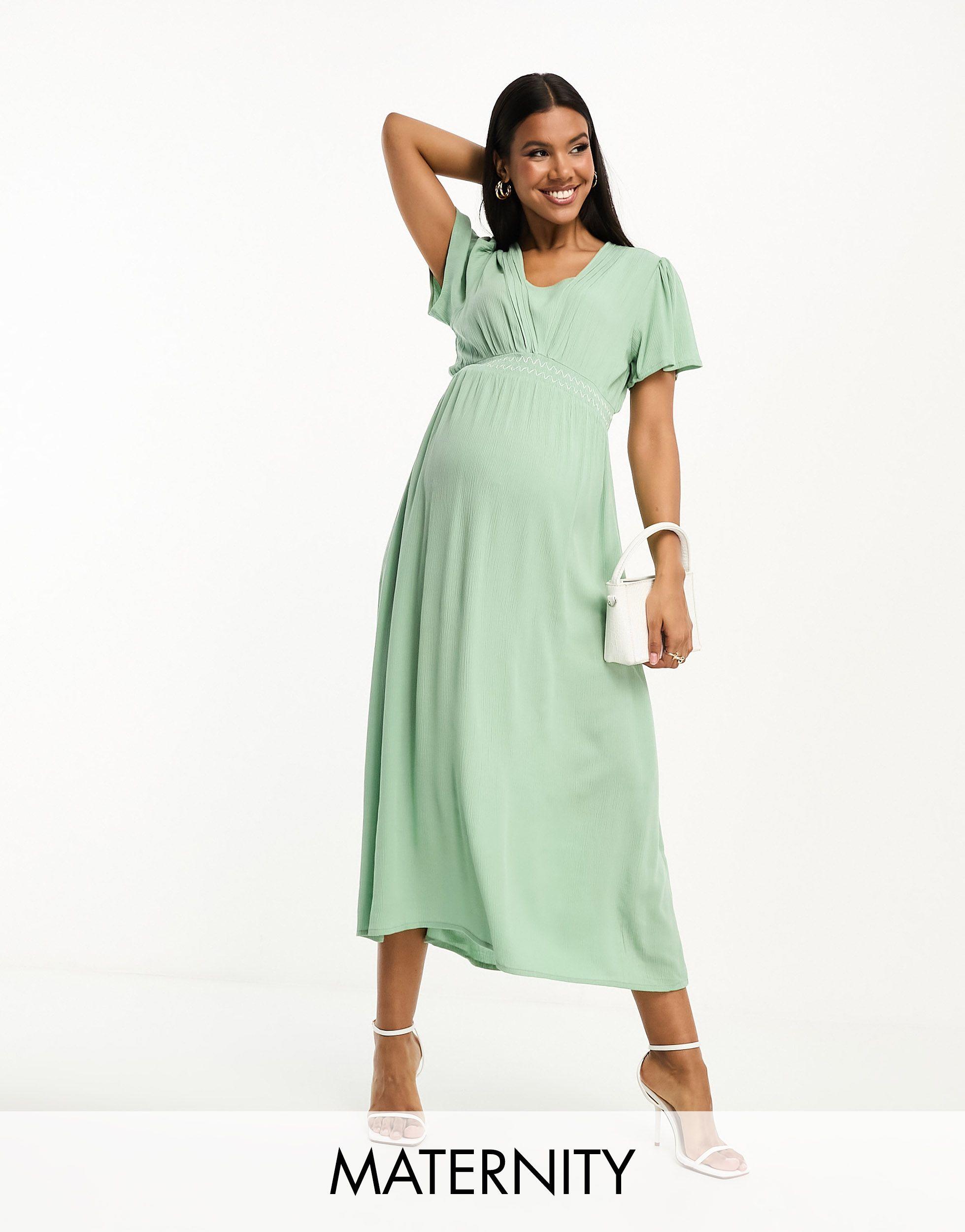Mamalicious maternity - l'invitée - robe longue avec empiècement en  dentelle - sauge Mama.licious en coloris Vert | Lyst