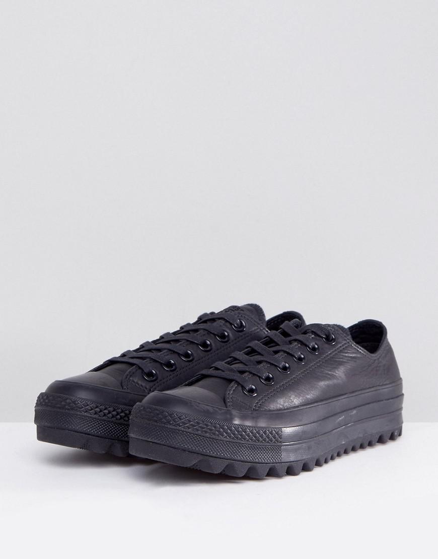 converse chuck taylor all star lift ripple ox trainers in black