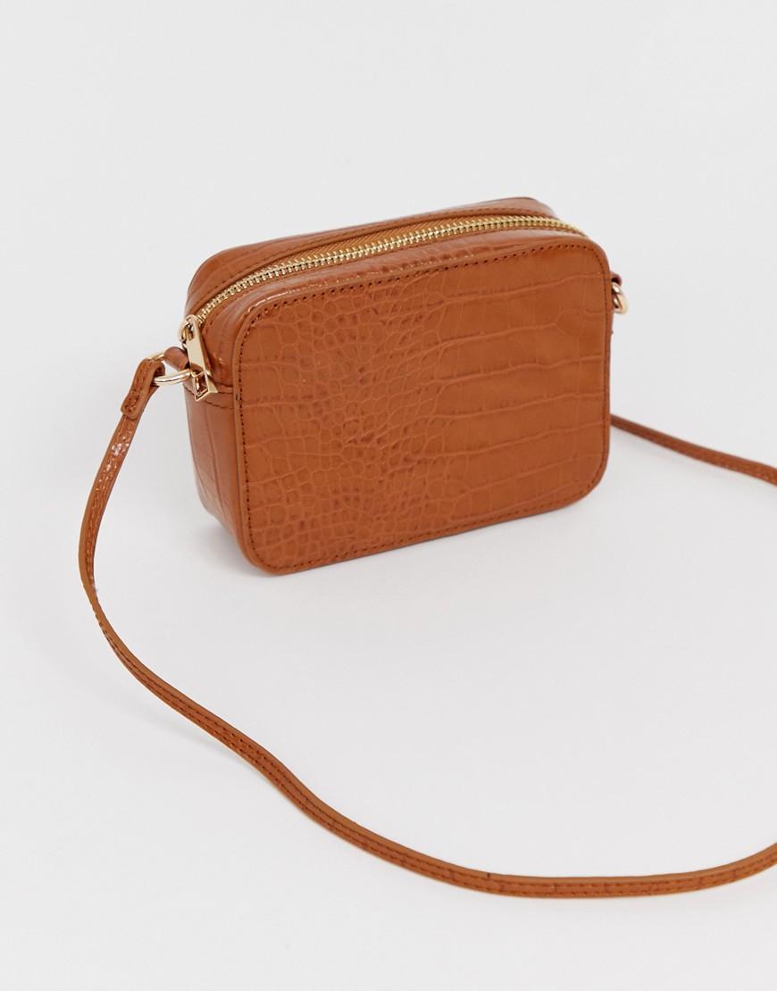 ASOS Leather Croc Effect Cross Body Camera Bag in Tan (Brown) Lyst