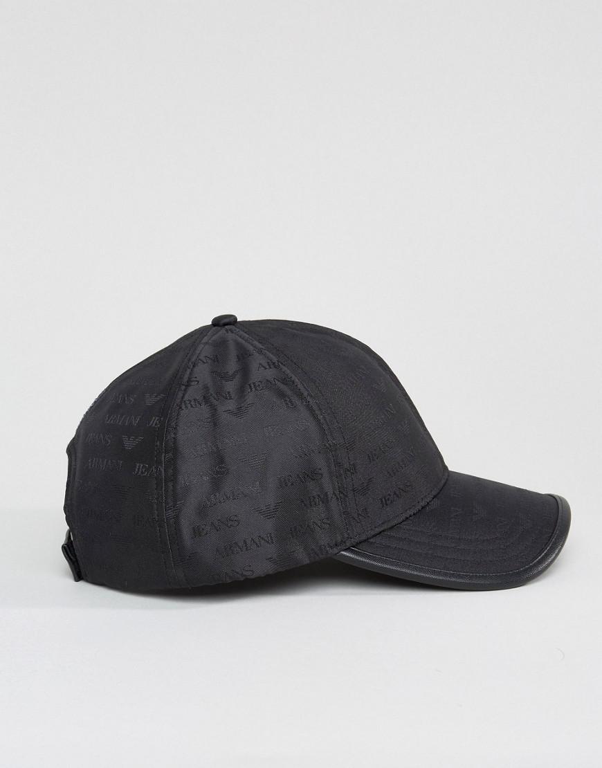 Armani Jeans All Over Logo Baseball Cap In Black for Men | Lyst
