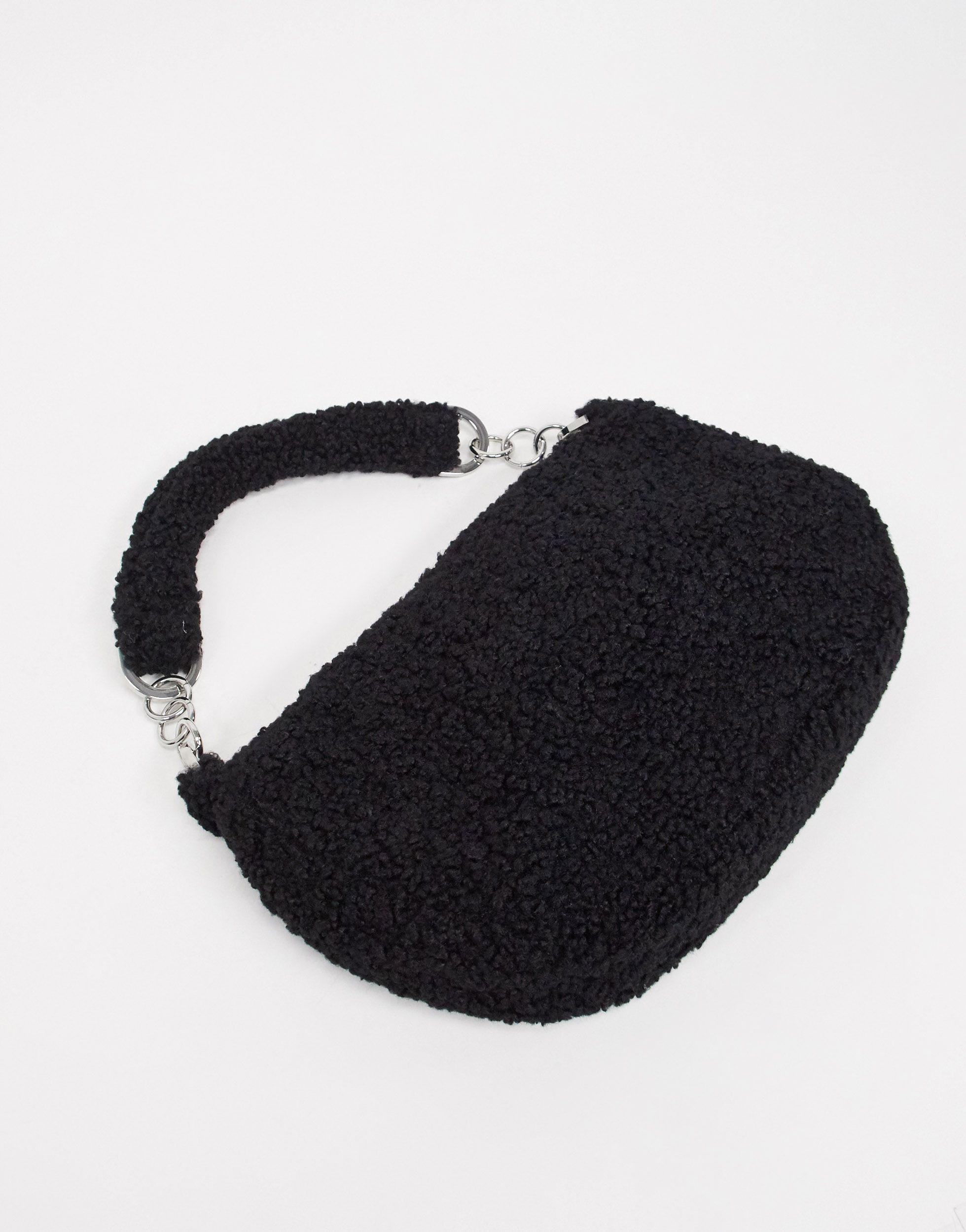 topshop black borg bag