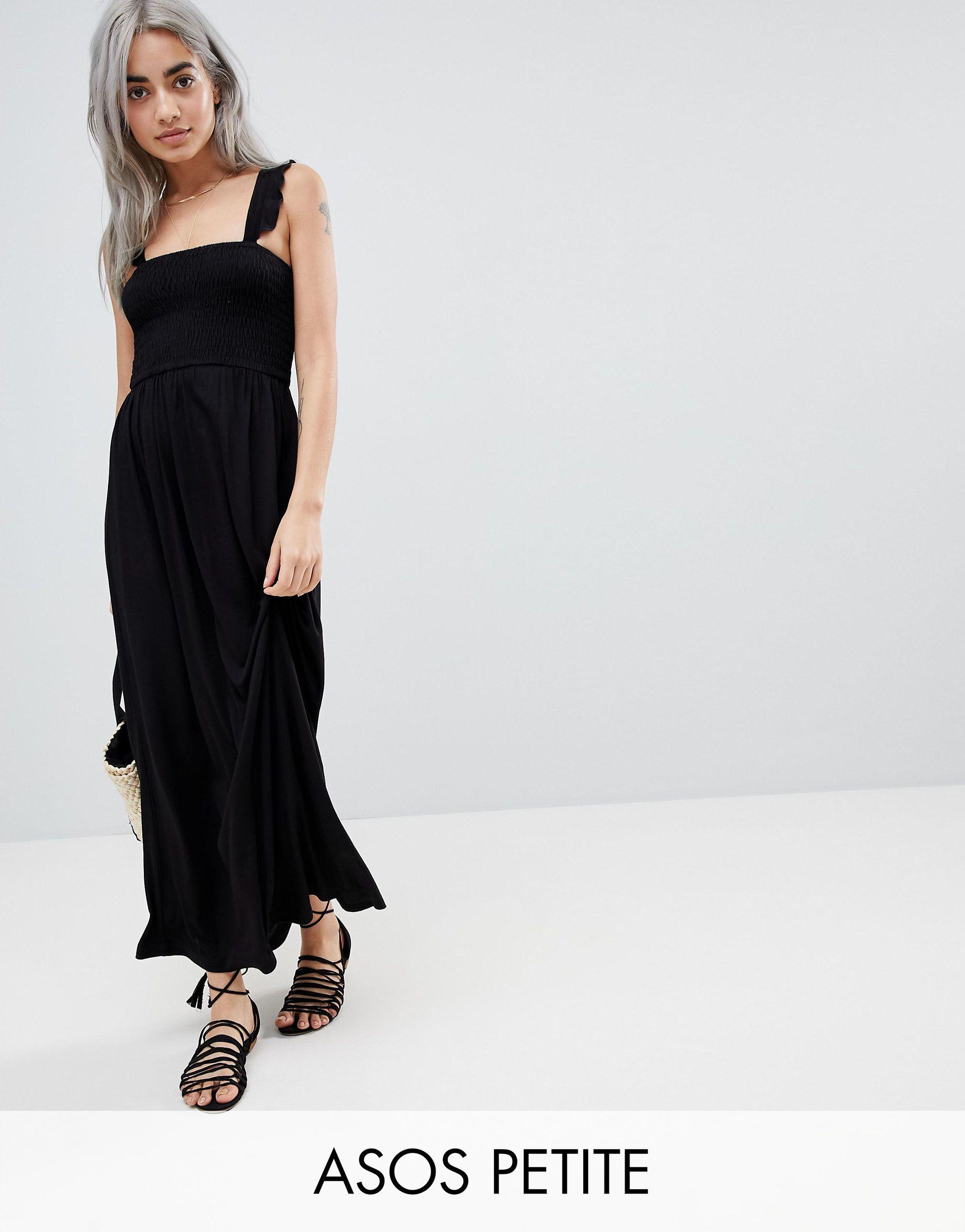 shirred maxi dress with straps