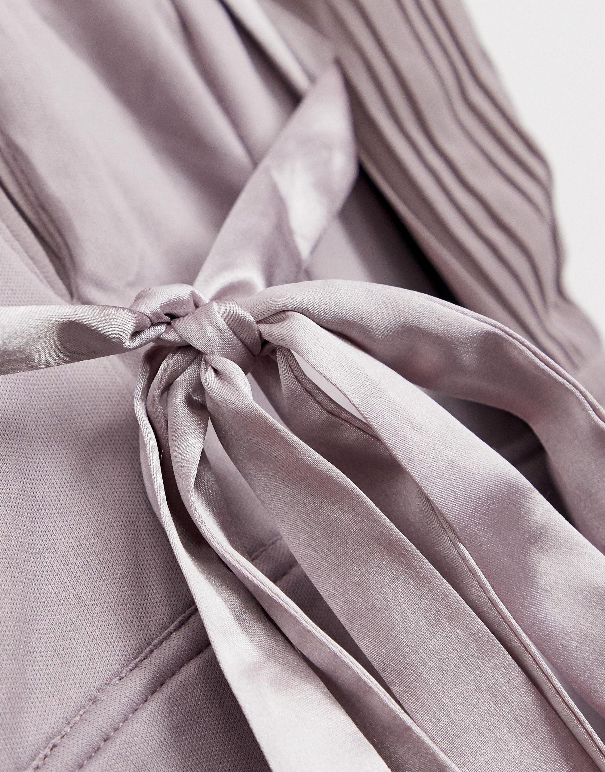 tfnc pleated midi bridesmaid dress with cross back and bow detail