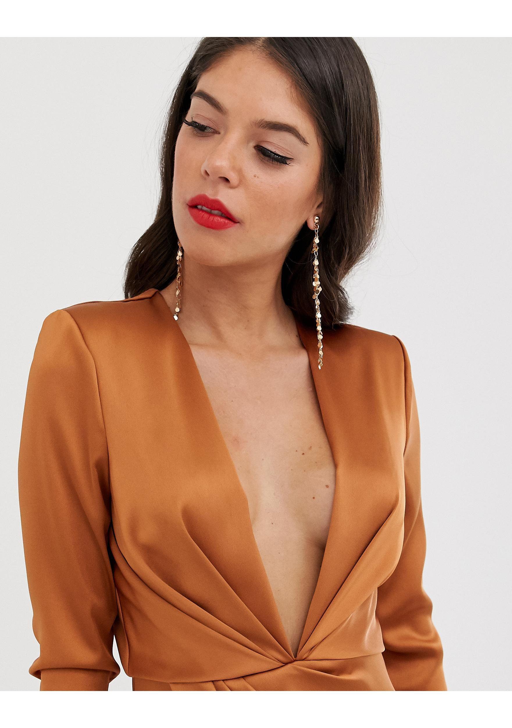 asos edition split side plunge maxi in satin