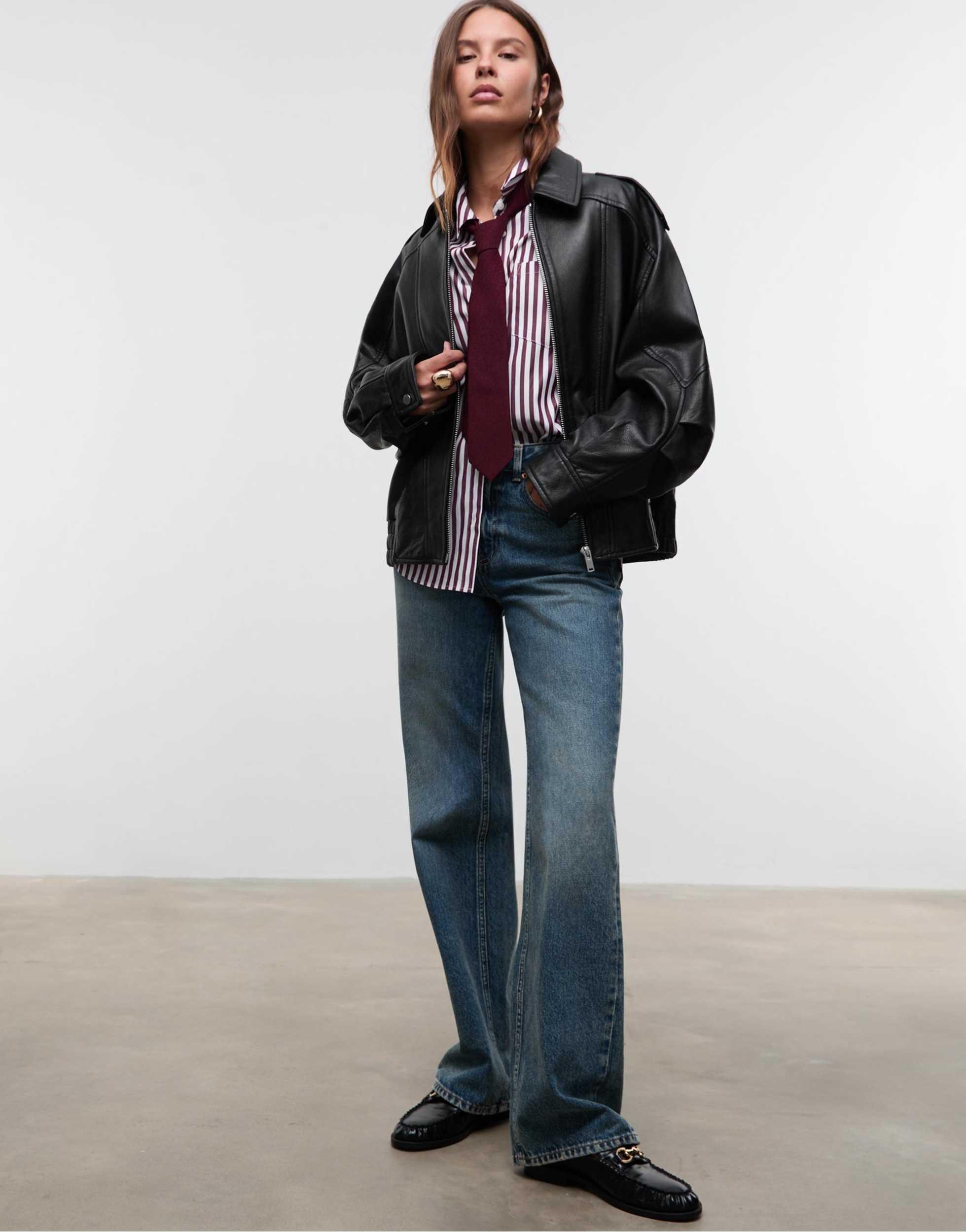 Stradivarius Double Face Lederjacke Stradivarius Kunstfelljacke - Main Image