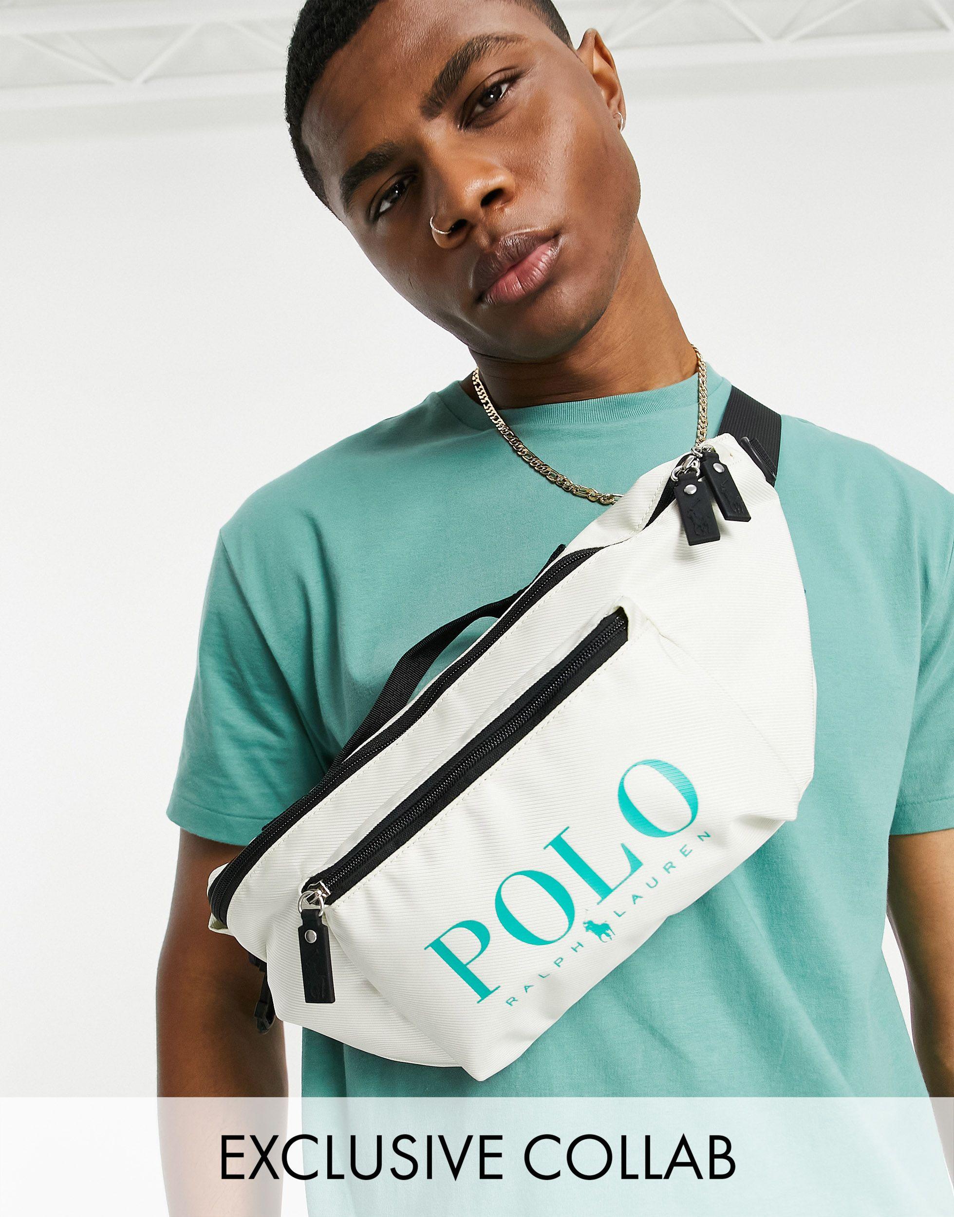 Collaborazione esclusiva x asos marsupio crema con logo verde da