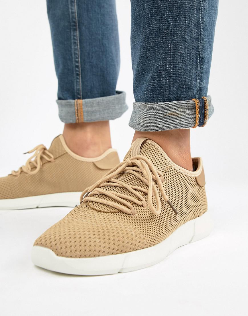 New Look Knitted Detail Trainers In Tan 