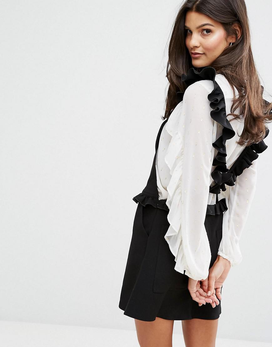 black frill pinafore dress