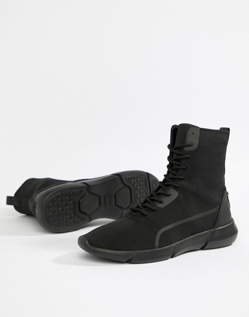 ASOS High Top Trainers In Black Mesh for Men | Lyst