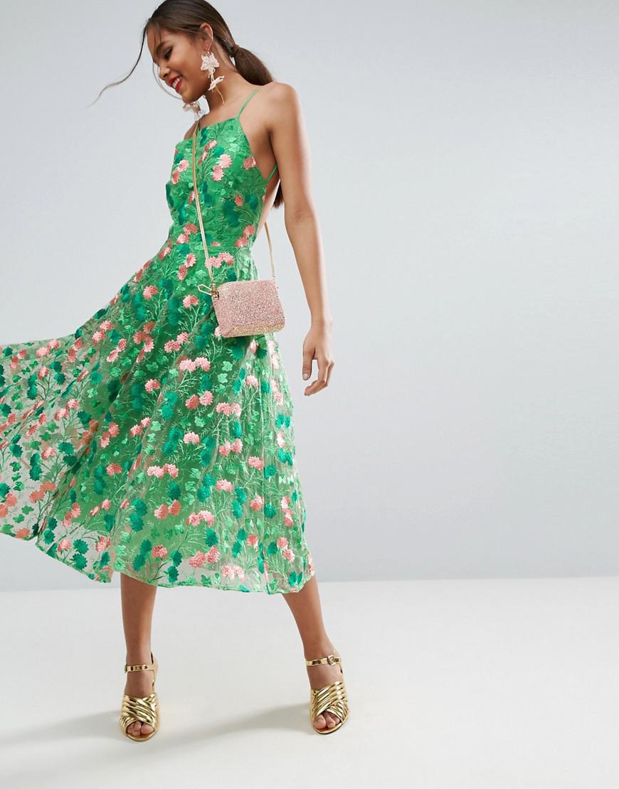  ASOS  Synthetic Salon Floral Embroidered  Backless Pinny 