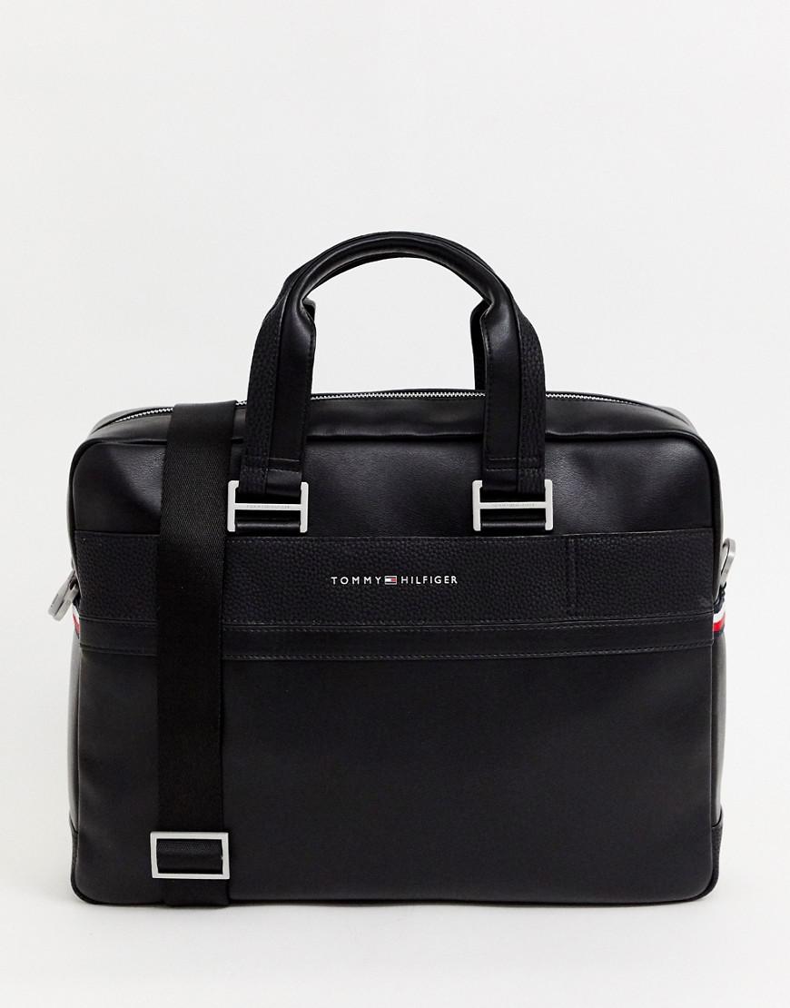 Tommy Hilfiger Faux Leather Laptop Bag In Black For Men Lyst Tommy Hilfiger Faux Leather Laptop Bag