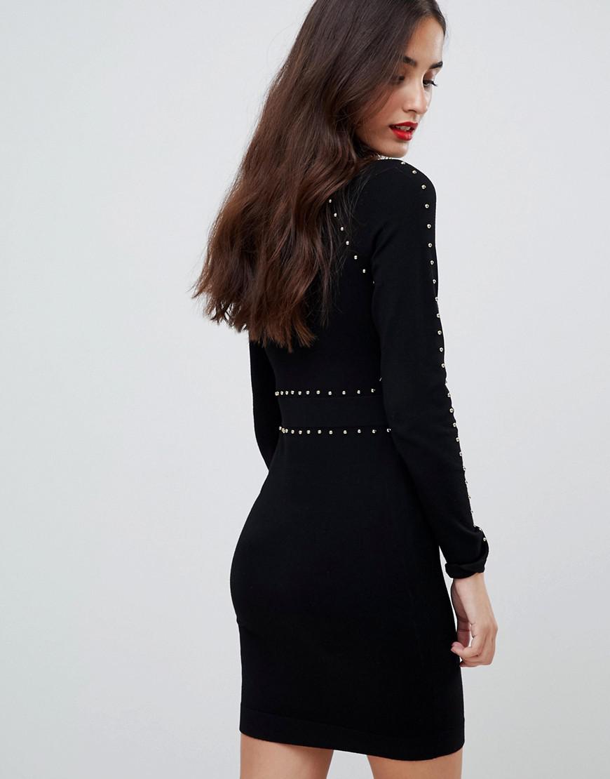 karen millen black studded dress
