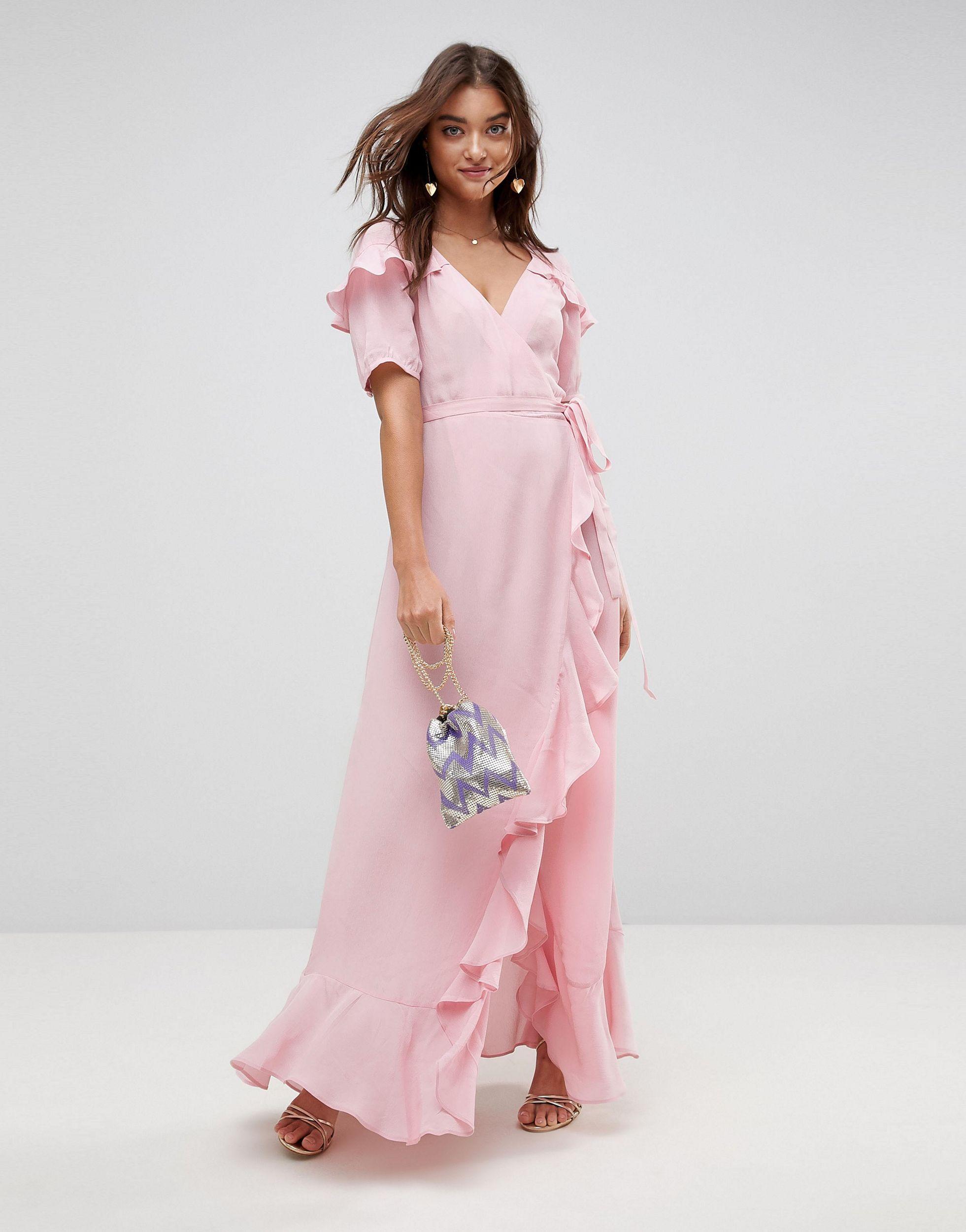 ruffle wrap maxi dress