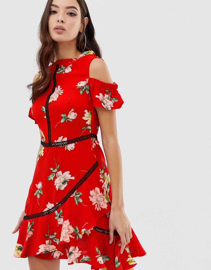 lipsy red floral dress