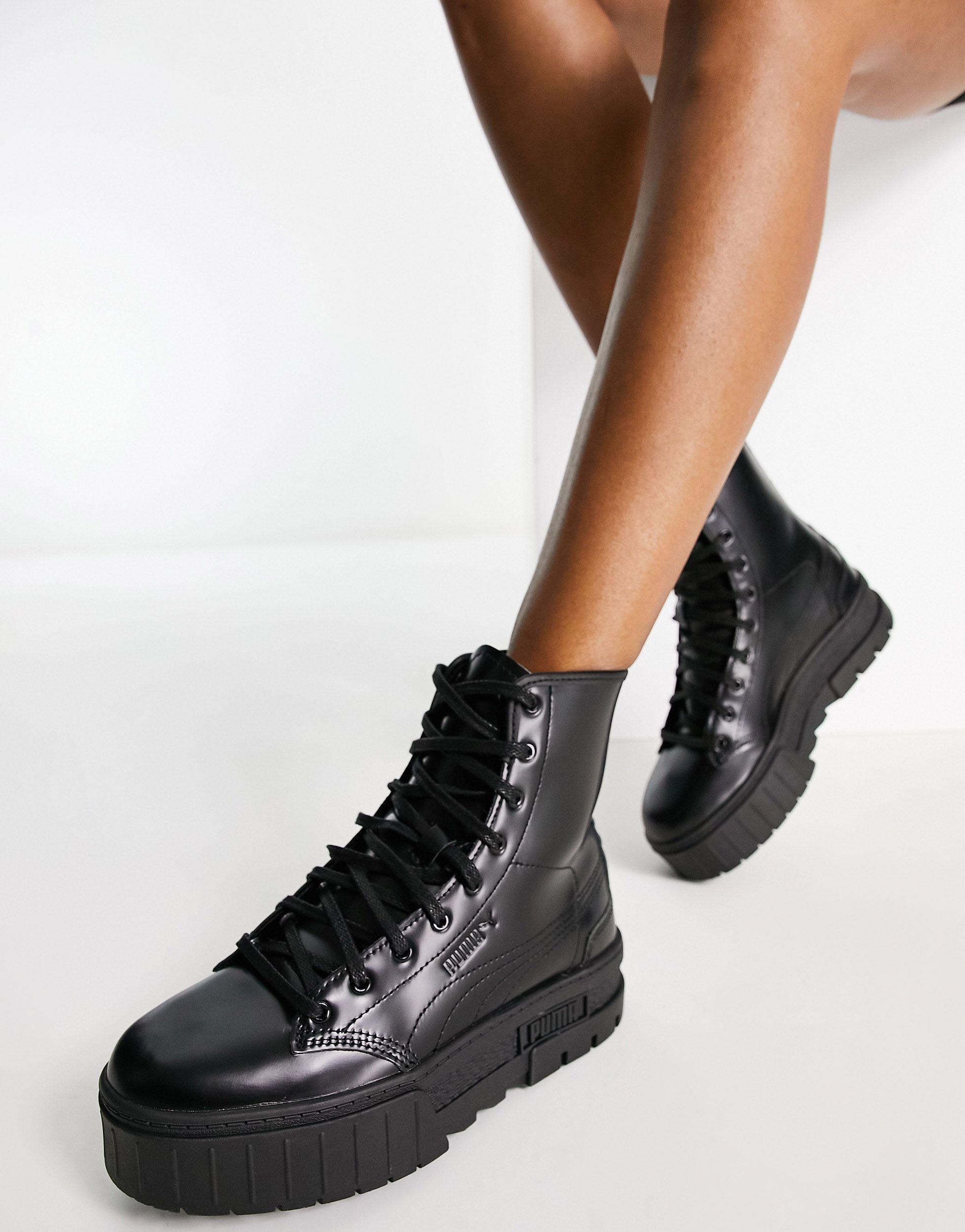 PUMA X Dua Lipa Mayze Platform Boots in Black | Lyst