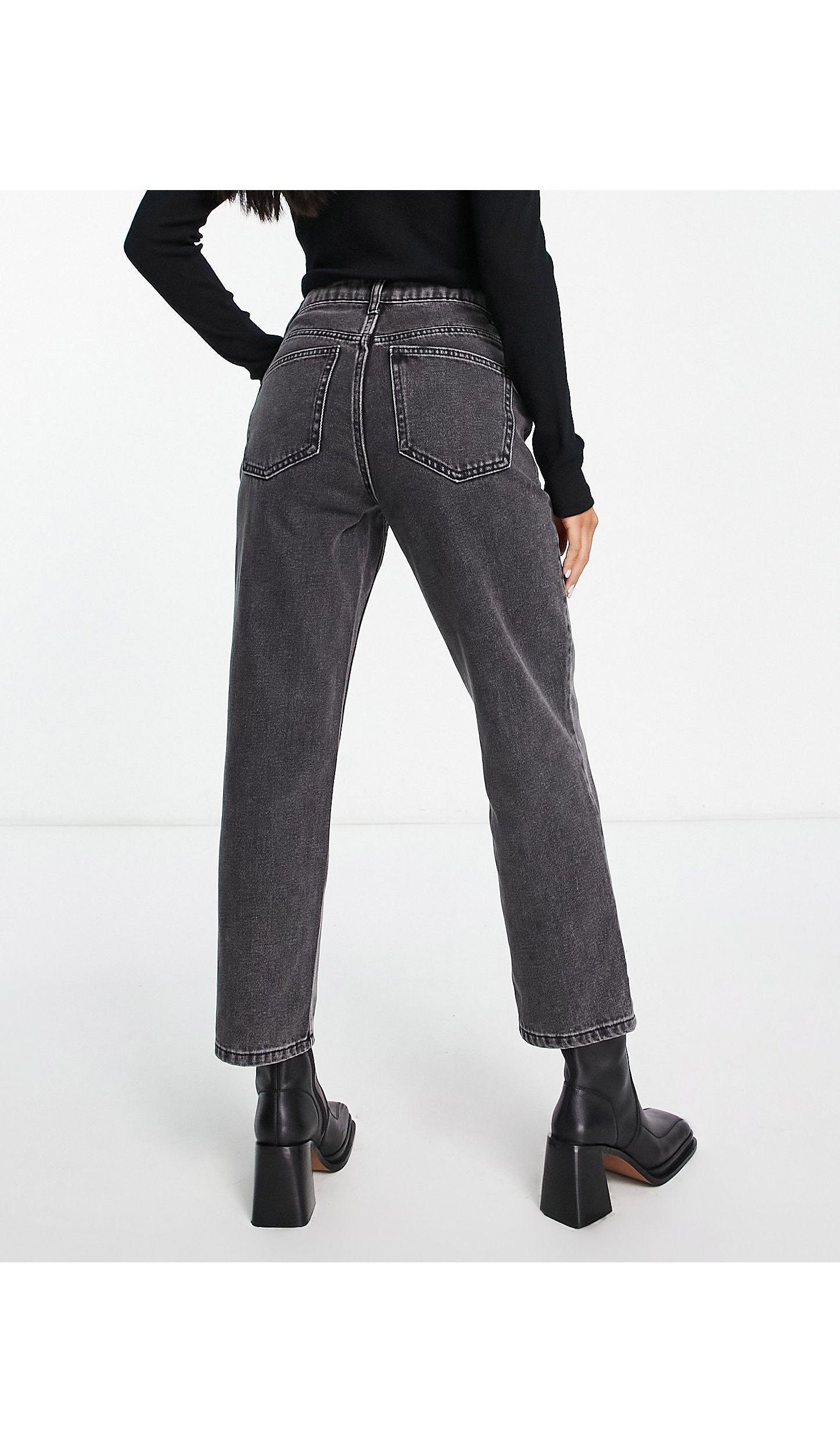 Miss Selfridge Petite Straight Leg Jean in Black | Lyst