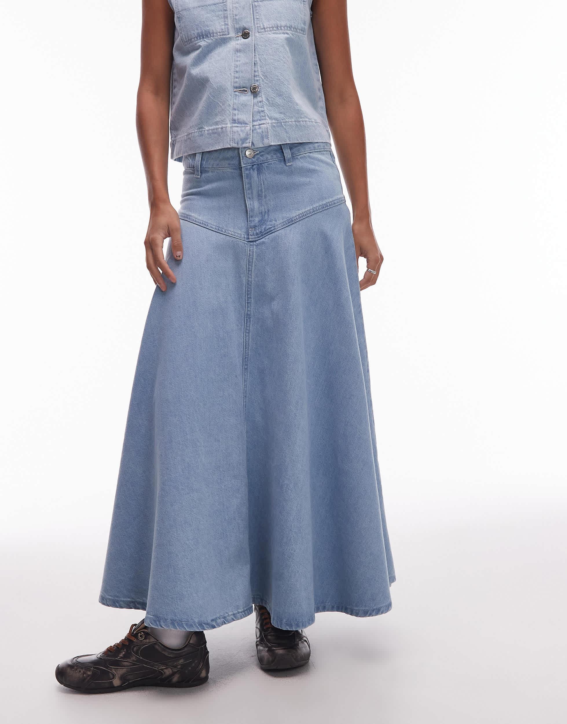 Designer Topshop Denim Maxi Skirts for Women Up to 40% off Lyst