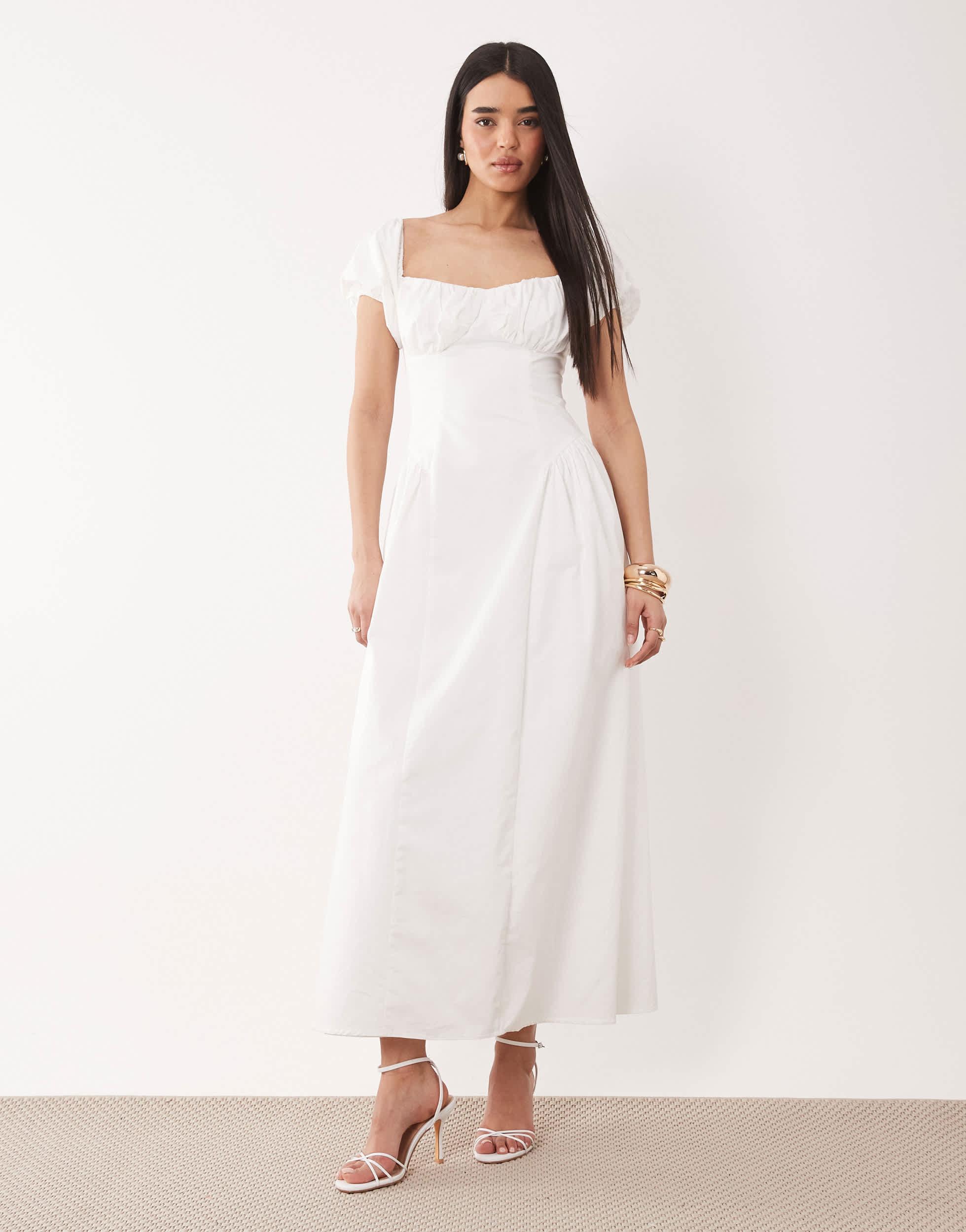 formal wedding guest dress fall 2024 Belle Poque Milkmaid Dress Wedding Guest 2026 Spring Summer Midi Flowy Tea  Party Dresses – Belle Poque Offcial
