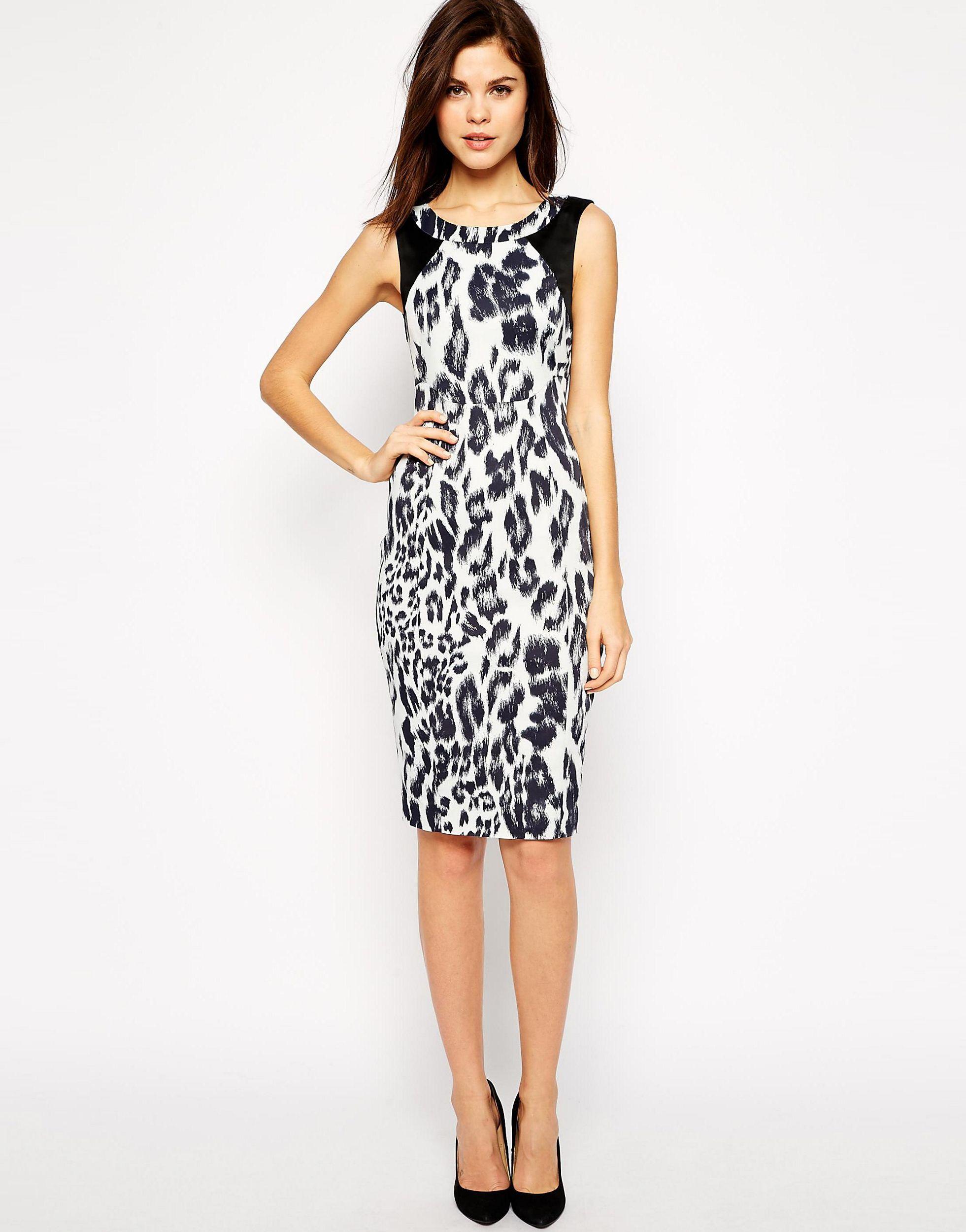 Vestido ajustado con estampado Karen Millen de color Blanco | Lyst