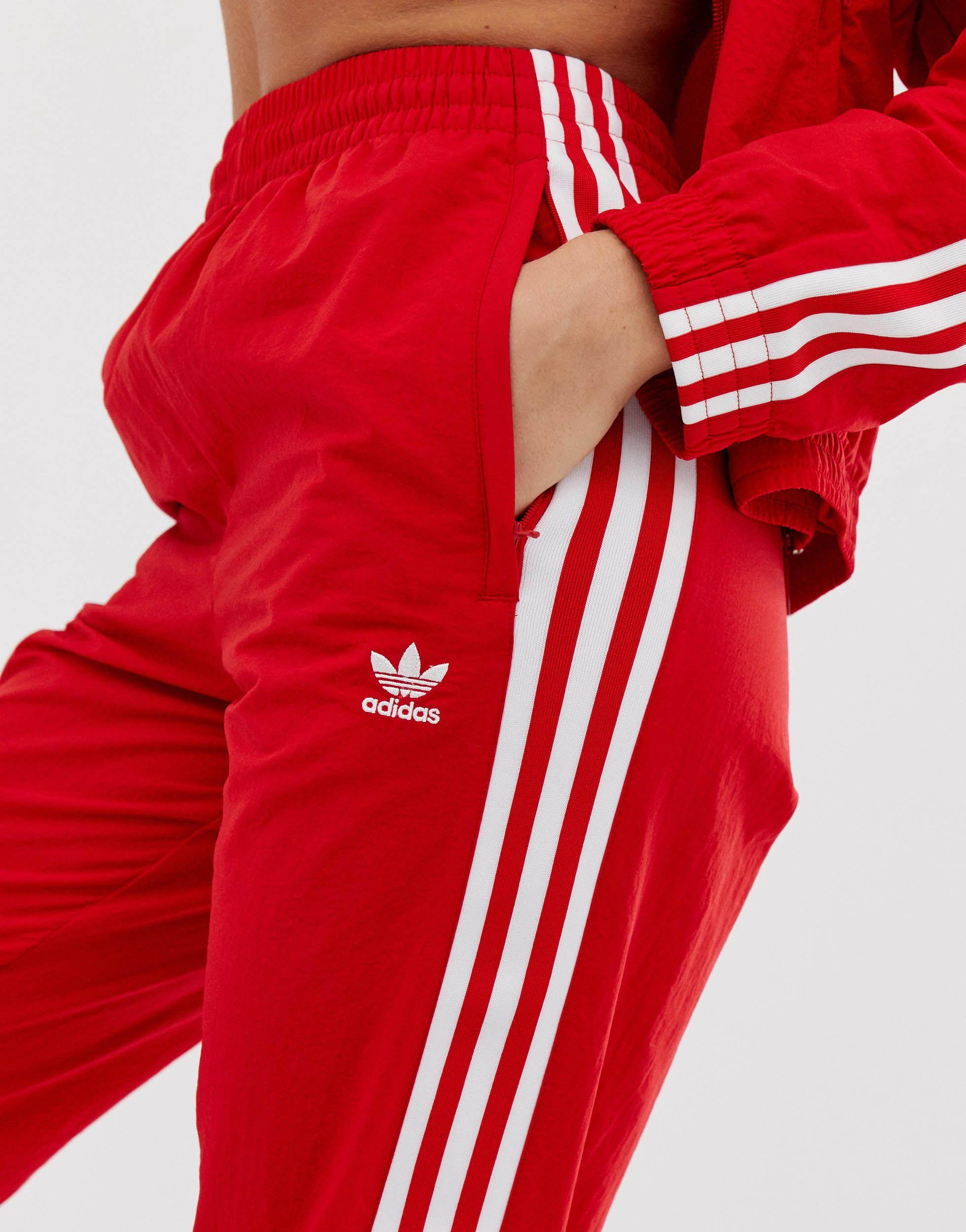 adidas Originals Adicolor Locked Up Logo Track Pants in Red | Lyst